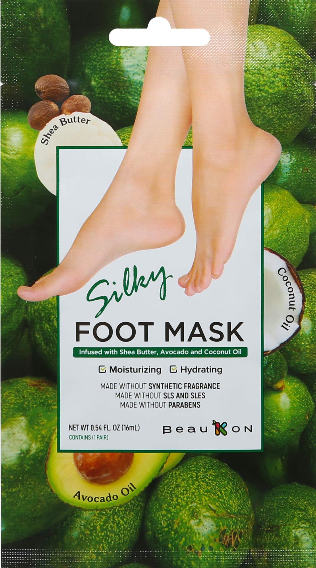 BeauKON Silky Foot Mask, Moisturizing & Hydrating, Made Without Synthetic Fragrance, SLS, Sles, Parabens