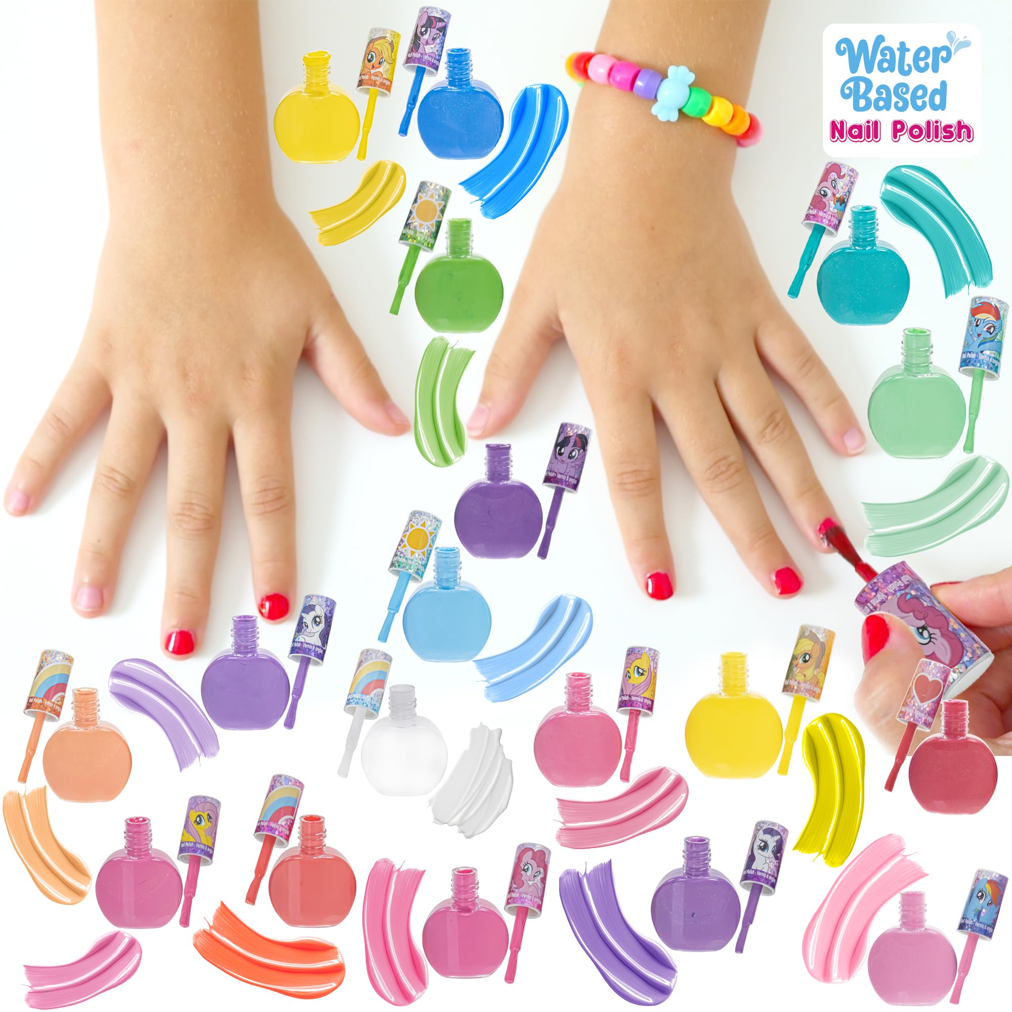 Townleygirl My Little Pony Best Peel-Off Nail Polish, Deluxe Gift Set For Kids, 18 Count Colors, Some With Glitter
