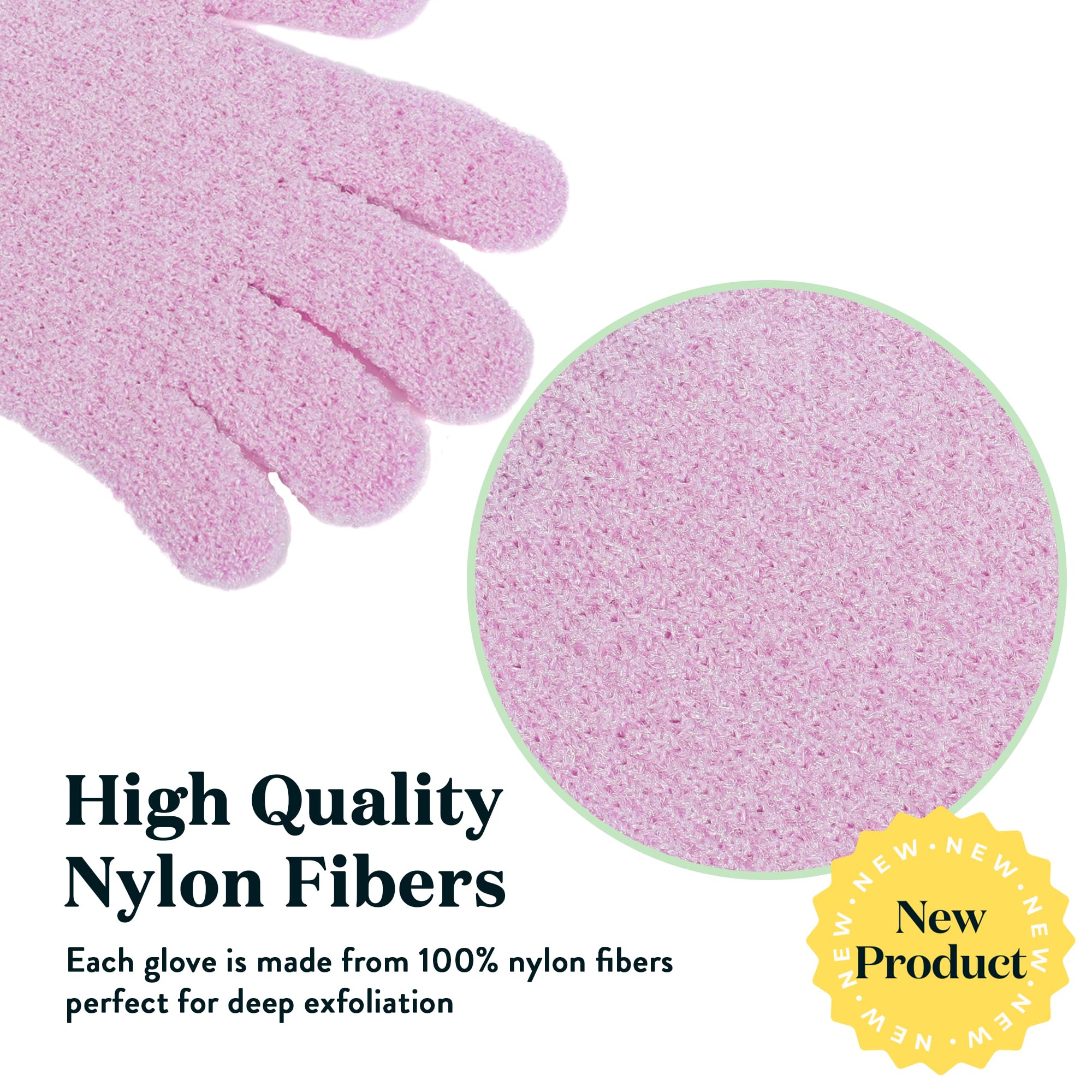 Bare Botanics 4 Pack Exfoliating Gloves for Shower (Lavender) - 100% Nylon Fibers - Exfoliating Bath Gloves - Shower Scrubber & Dead Skin Remover - Perfect for Wet & Dry Exfoliation