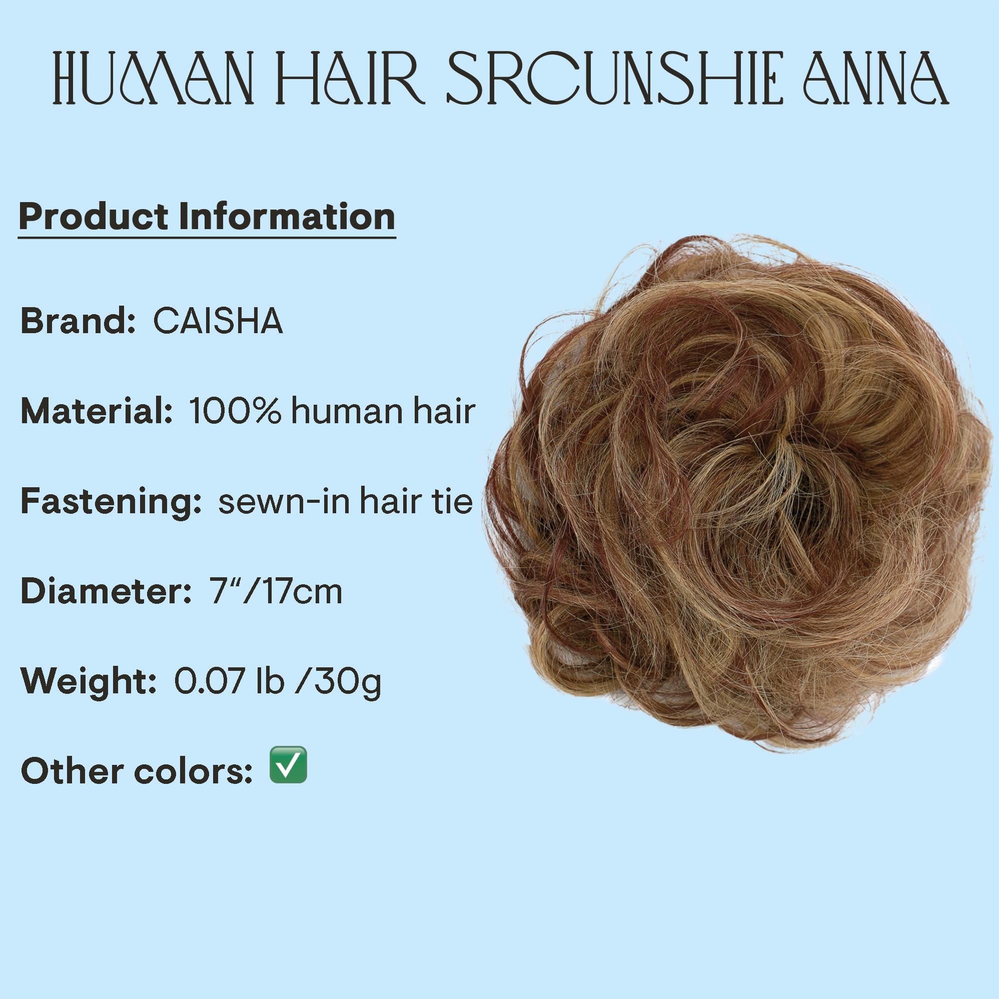 red brown mix 33H27 H312 : PRETTYSHOP 100% Human Hair Scrunchy Scrunchie Bun Up Do Hair Piece Hair Ribbon Ponytail Extensions Wavy Curly Messy Div. colours (red brown mix 33H27 H312)