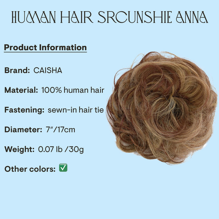 red brown mix 33H27 H312 : PRETTYSHOP 100% Human Hair Scrunchy Scrunchie Bun Up Do Hair Piece Hair Ribbon Ponytail Extensions Wavy Curly Messy Div. colours (red brown mix 33H27 H312)