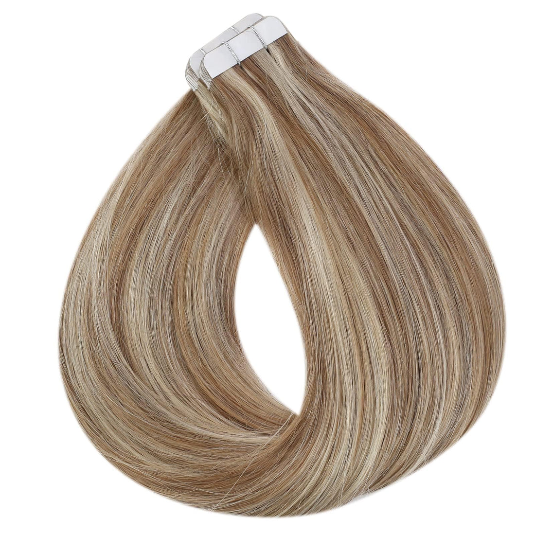 Fshine Tape In Hair Extensions Higlight Color 10 and 613 Yellow Blonde Hair Extensions Tape Ins 20 Pcs 50 Grams Remy Seamless Human Hair Extensions