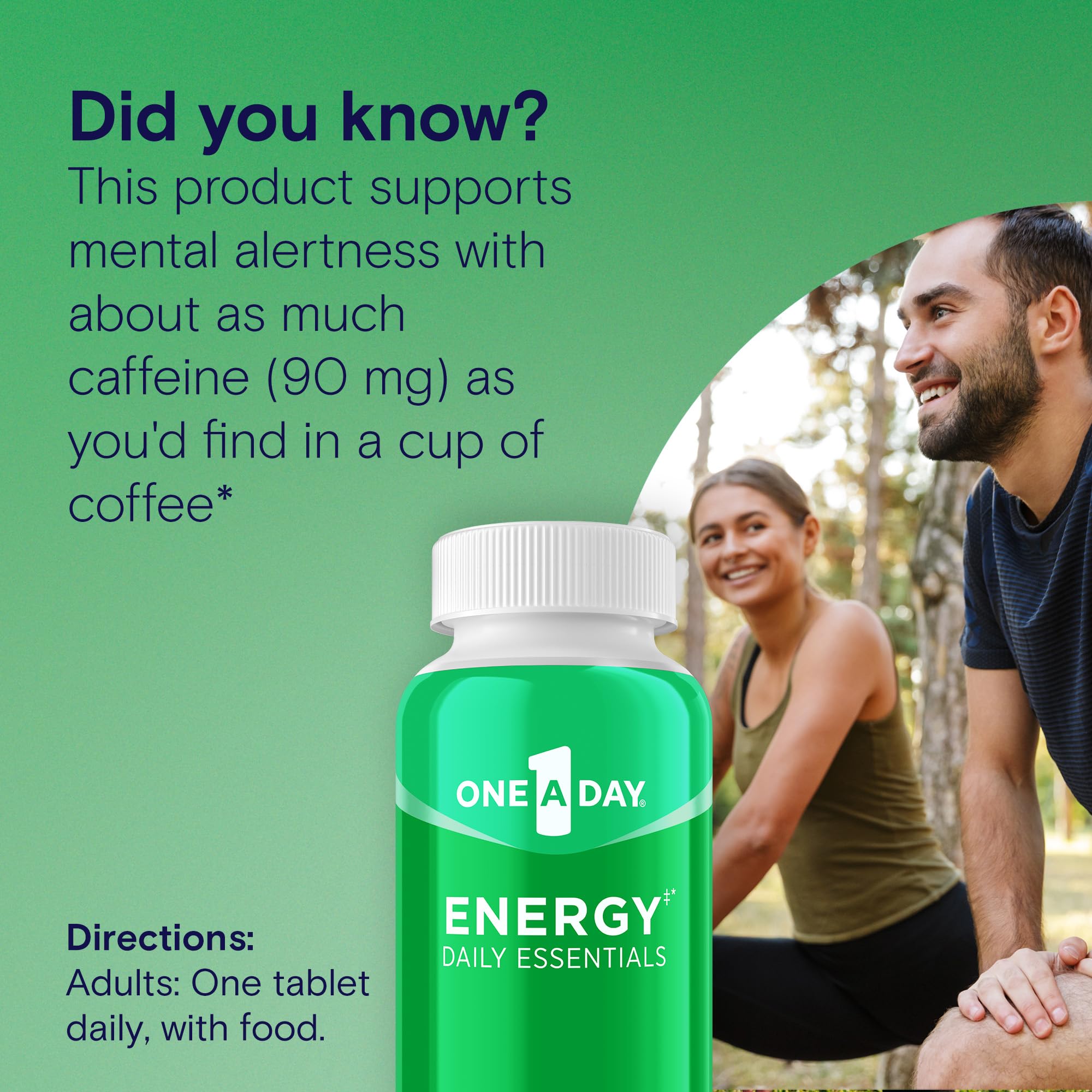 One A Day Energy Daily Essentials Multivitamin, Energy Supplement to Support Physical Energy & Mental Alertness Support with Vitamin B6, Vitamin B12, Caffeine & Folic Acid, 120 Count