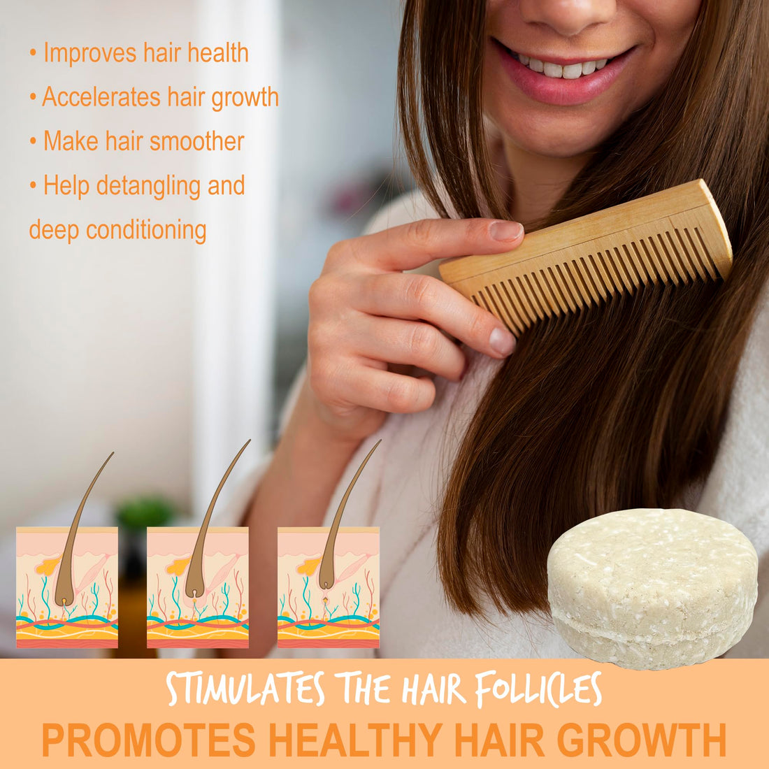 Shampoo Bar RICE WATER PROTEIN For Hair Growth | Rice Solid Shampoo for Weak or Damaged Hair | Hydrating, Nourishing, and Refreshing | Made in US | Paraben and Sulfate-Free