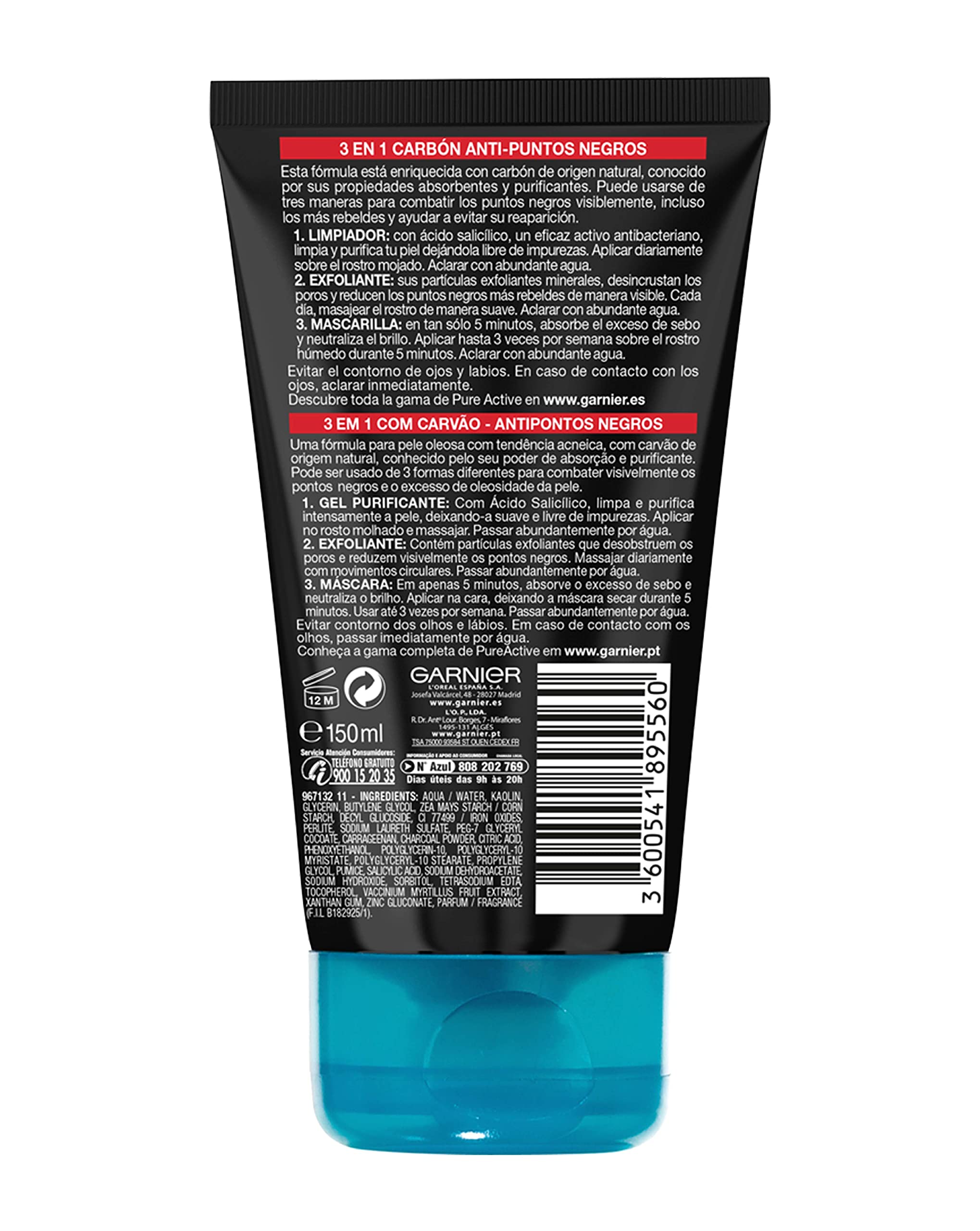 Pure Active Limpiador 3EN1 CARBÓN 150Ml