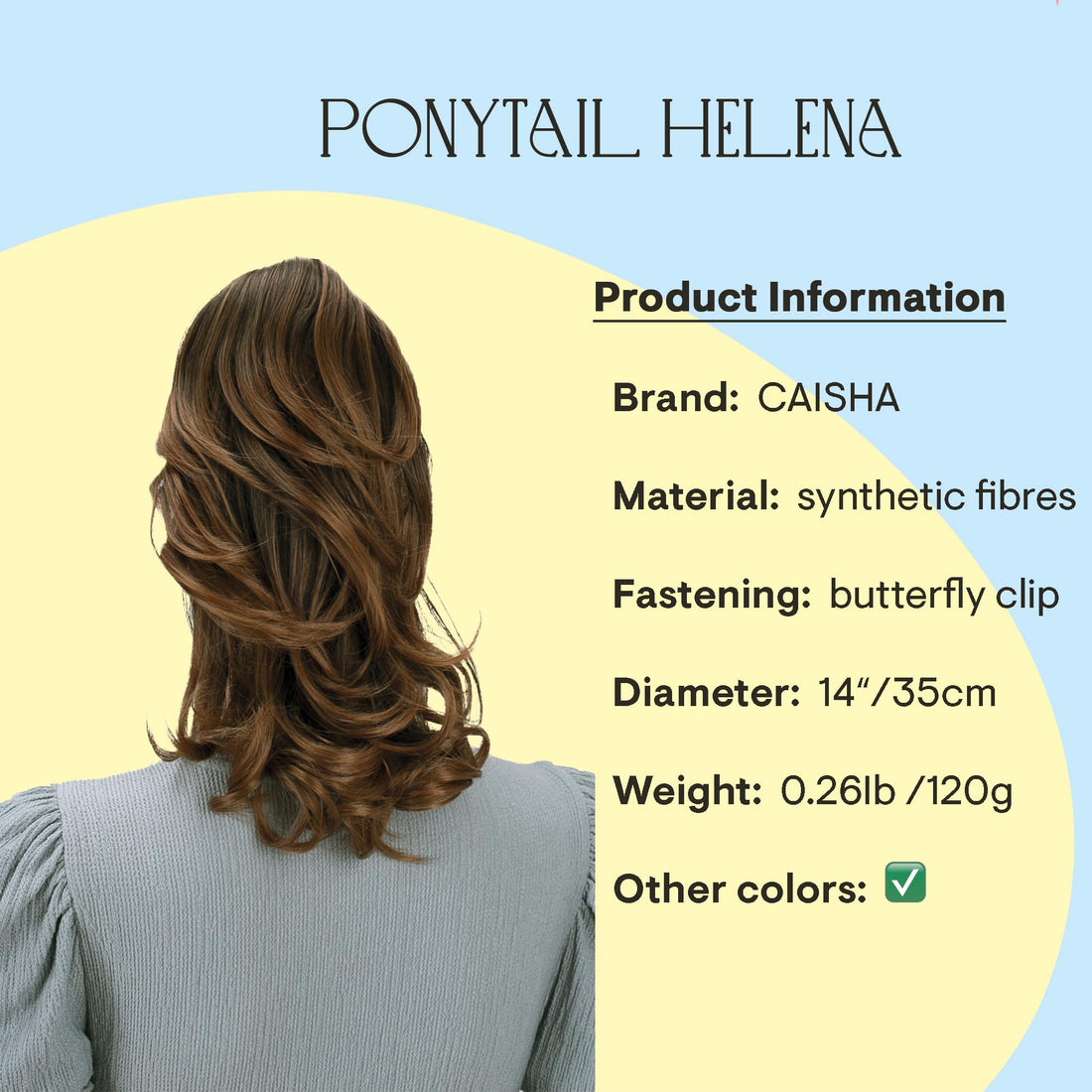 Brown mix 2T30 H96 : PRETTYSHOP 14 Hair Piece Ponytail Extension wavy Nature Looking Heat-Resisting Brown mix 2T30 H96