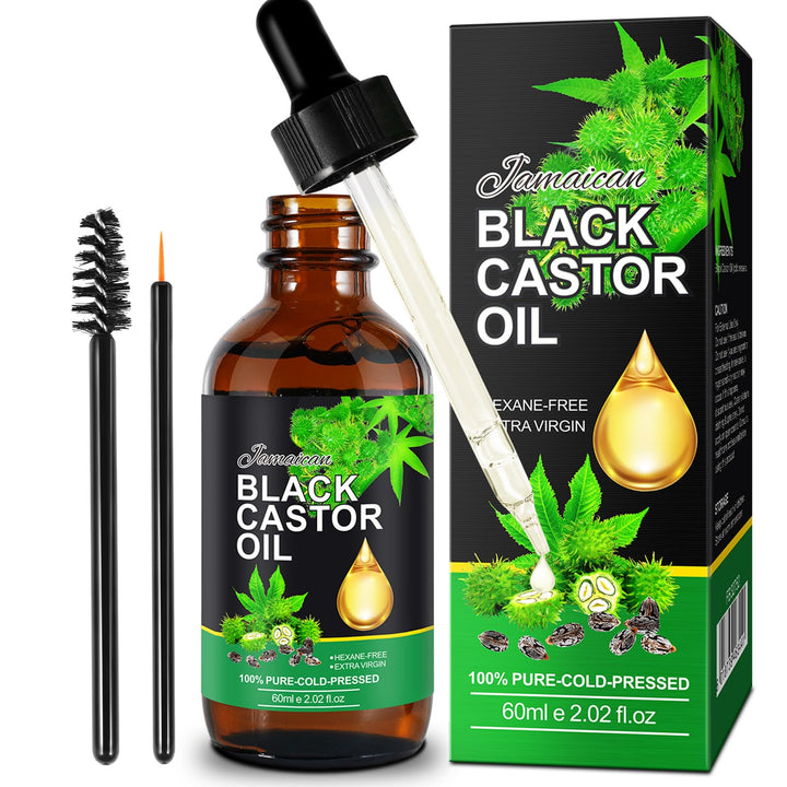 Jamaican Black Castor Oil, Pure Natural Castor Oil for Hair Growth, Castor Oil Organic Cold Pressed Unrefined, Deep Cleansing, Skin & Scalp Moisturizer, Nail Care Grow - 2.02 Fl.Oz
