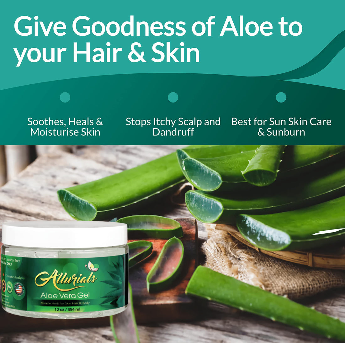 All Natural Aloe Vera Gel: Pure Aloe Vera Gelly from Organic Cold Pressed Aloe - Hydrates Heals Dry, Itchy Damaged Skin - Acne, Sunburn, Rash Dandruff Relief - Fragrance Alcohol Free - 12 oz