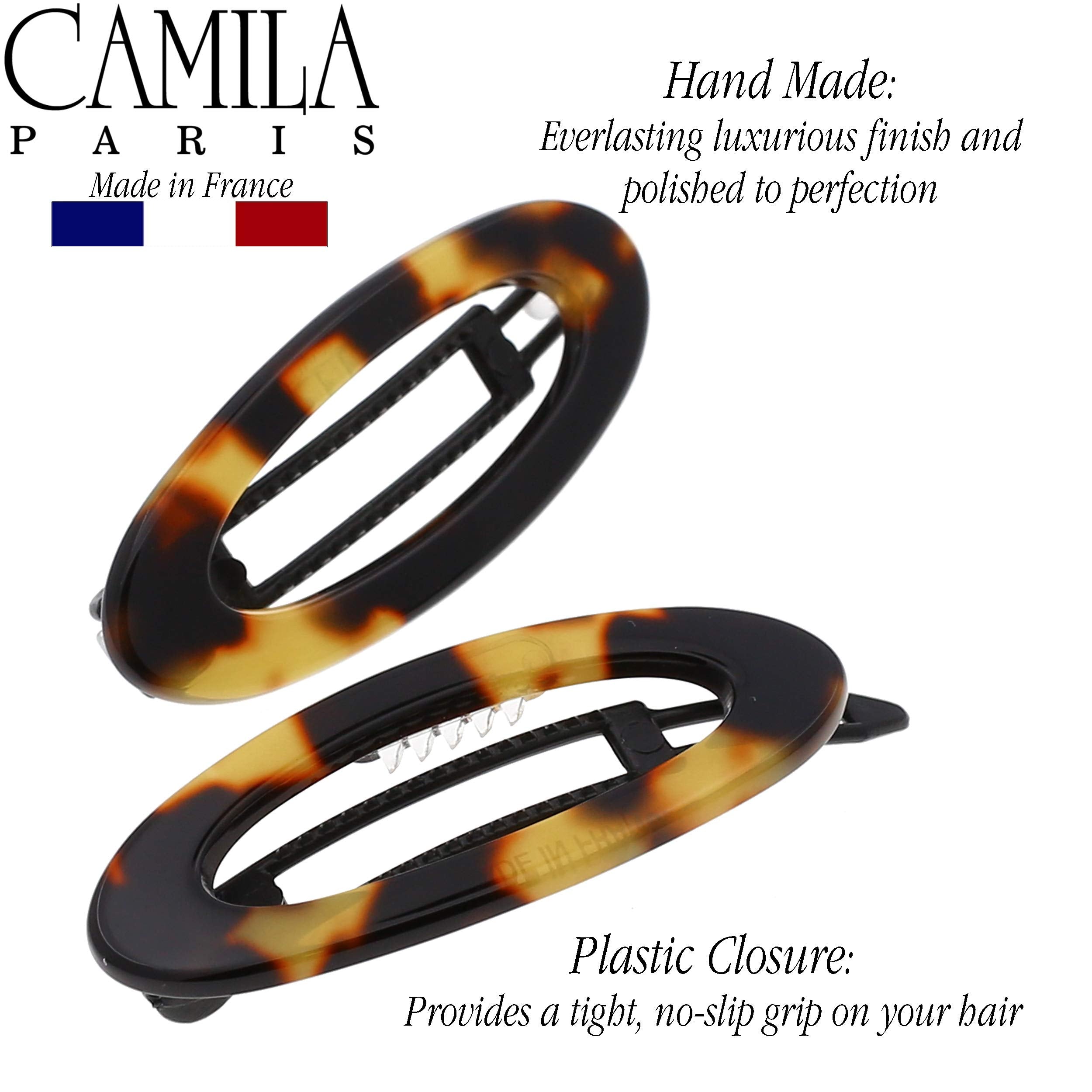 Camila Paris Cp1993/2 French Hair Accessories For Women (2) Hair Slides, Handmade. Strong Hold/No Slip Grip And Durable Styling Girls Hair Ornaments. Made In France
