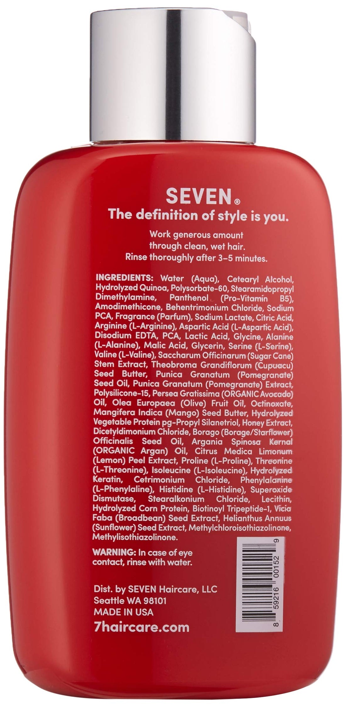 SEVEN Rinzu COLOR Conditioner Hair Care for Color-Treated Hair, Sulfate Free, Moisturizes, Extends Retention with Argan Oil, Pro Vitamin B5, Sunflower Seed for Men & Women, Made in USA, 10.7 oz.