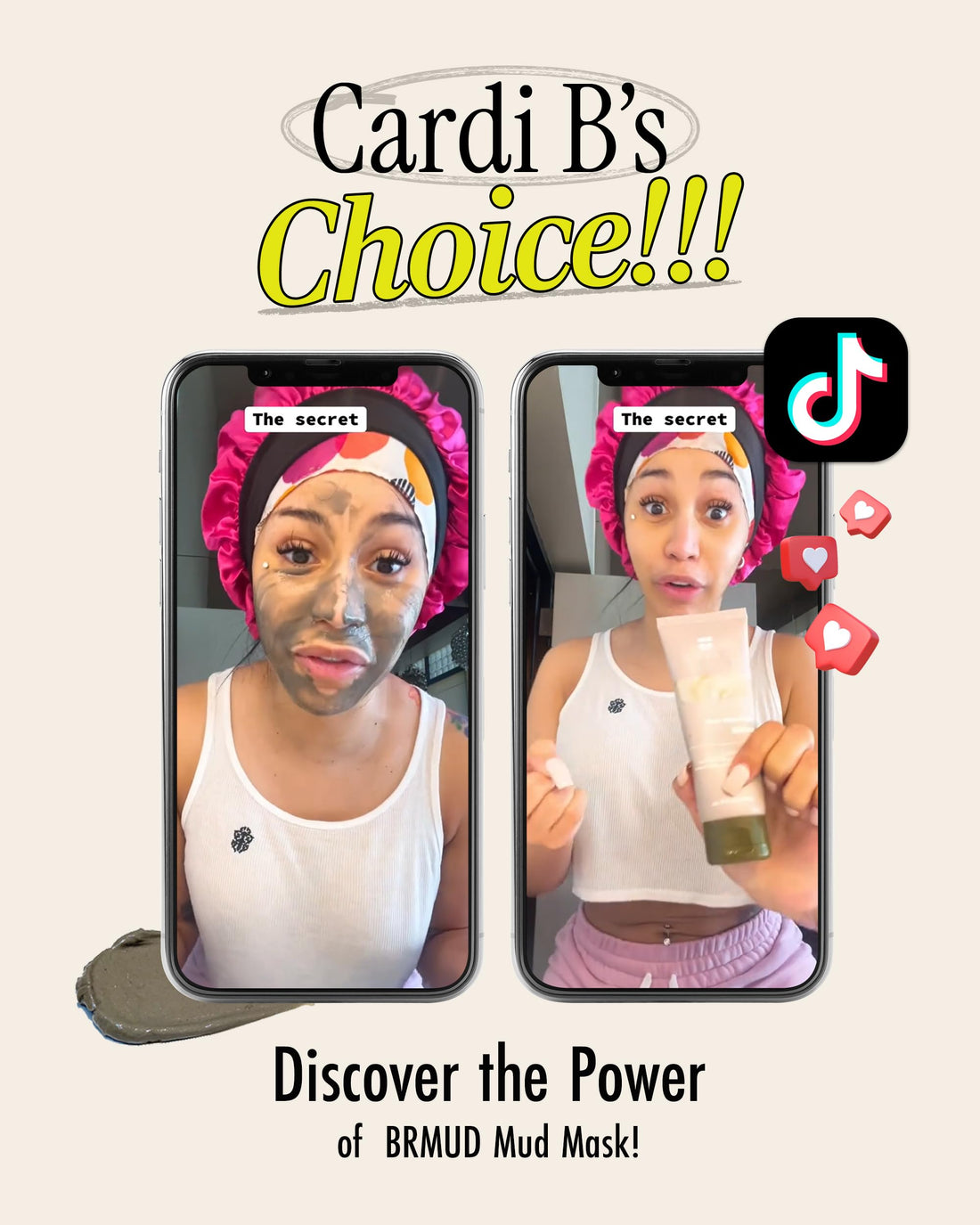 BRMUD Relief Mud Mask - Cardi B Mask - Body Mud Hydrating & Moisturizing Deep Pore Cleanser Face & Body Mask w/ 91.8% Nature-Derived Ingredients - K Beauty Oil Control Wash Off Body Mud (3.71 fl oz)