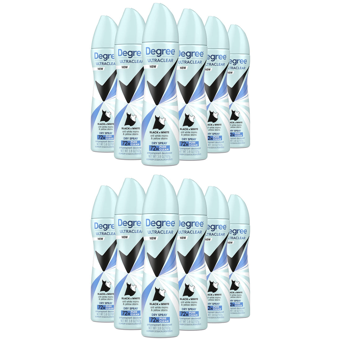 3.8 Ounce (pack of 12) , Pure Clean : Degree Ultraclear Antiperspirant Deodorant Dry Spray, Black/White Pure Clean, 3.8 Ounce (Pack of 12)