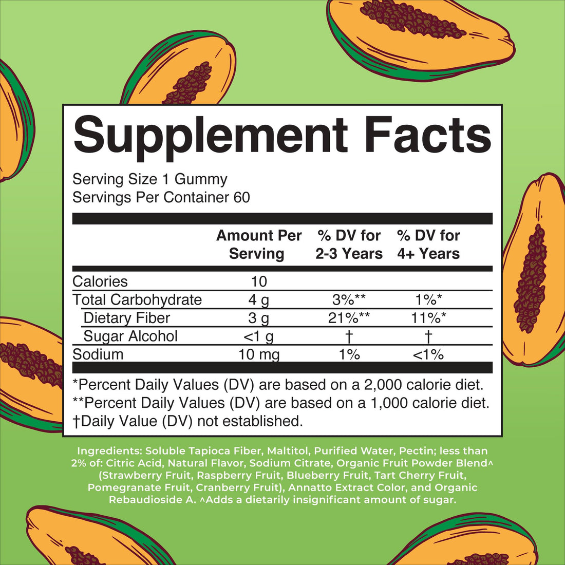 MaryRuth Organics Nutritional Supplement, 2 Month Supply, Sugar Free, Prebiotic, for Kids Ages 2+, Gut Health and Digestion Support, 3g Soluble Fiber Per Gummy, 60 Count