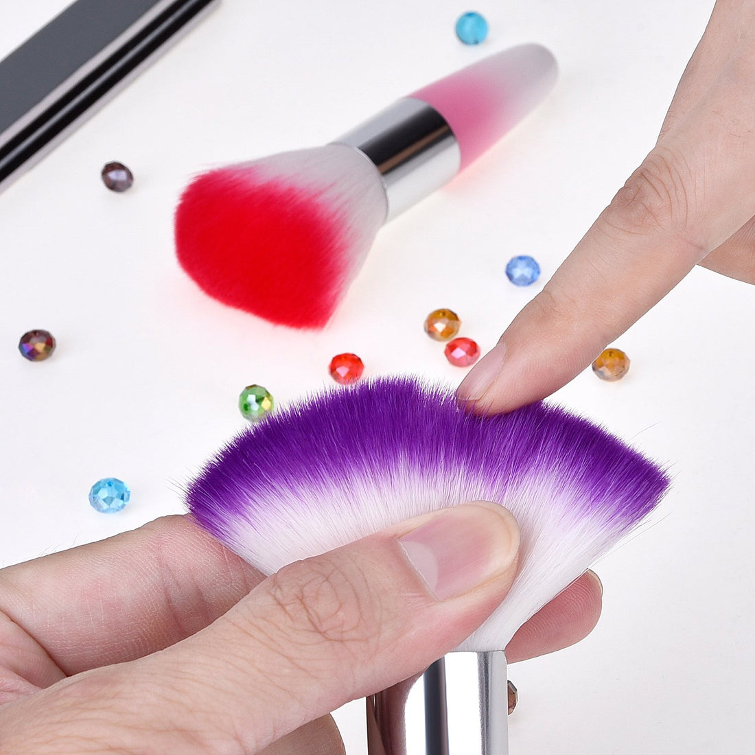 eBoot 2 Pieces Soft Nail Art Dust Remover Powder Brush Cleaner for Acrylic and Makeup Powder Blush Brushes