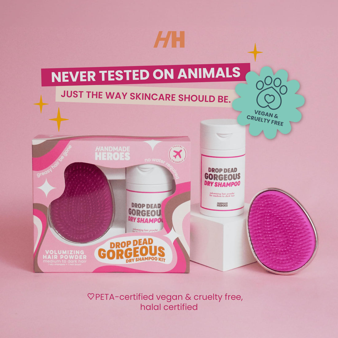 Drop Dead Gorgeous Rose Gold Hair Brush | For Wet & Dry Hair | All Hair Types | Detangler Palm Brush | Self-Care Travel Essential