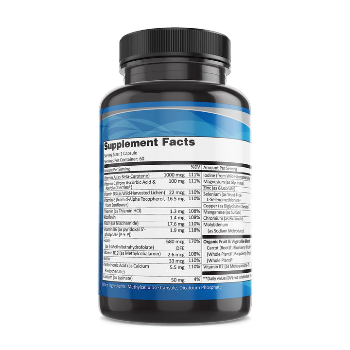 Pure By Nature One-Daily Multivitamin for Men, Immune Support Supplement with Non-GMO Ingredient, Vitamin & Minerals for Energy, 60 Veggie Capsules