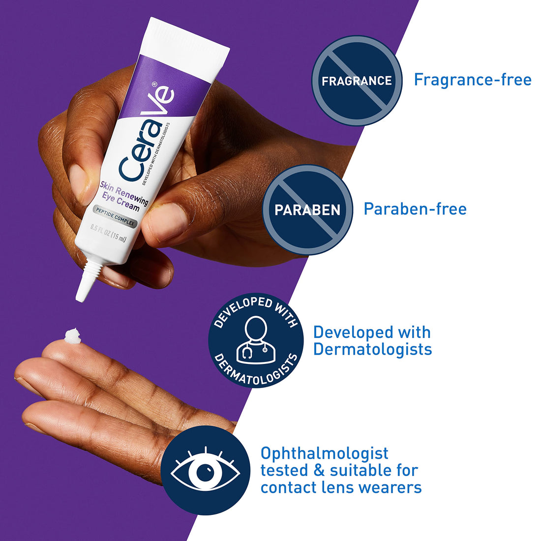 CeraVe Skin Renewing Eye Cream For Wrinkles, Under Eye Cream With Peptides + Caffeine + Niacinamide, For Wrinkles & Crows Feet, Paraben Free & Opthalmologist Tested