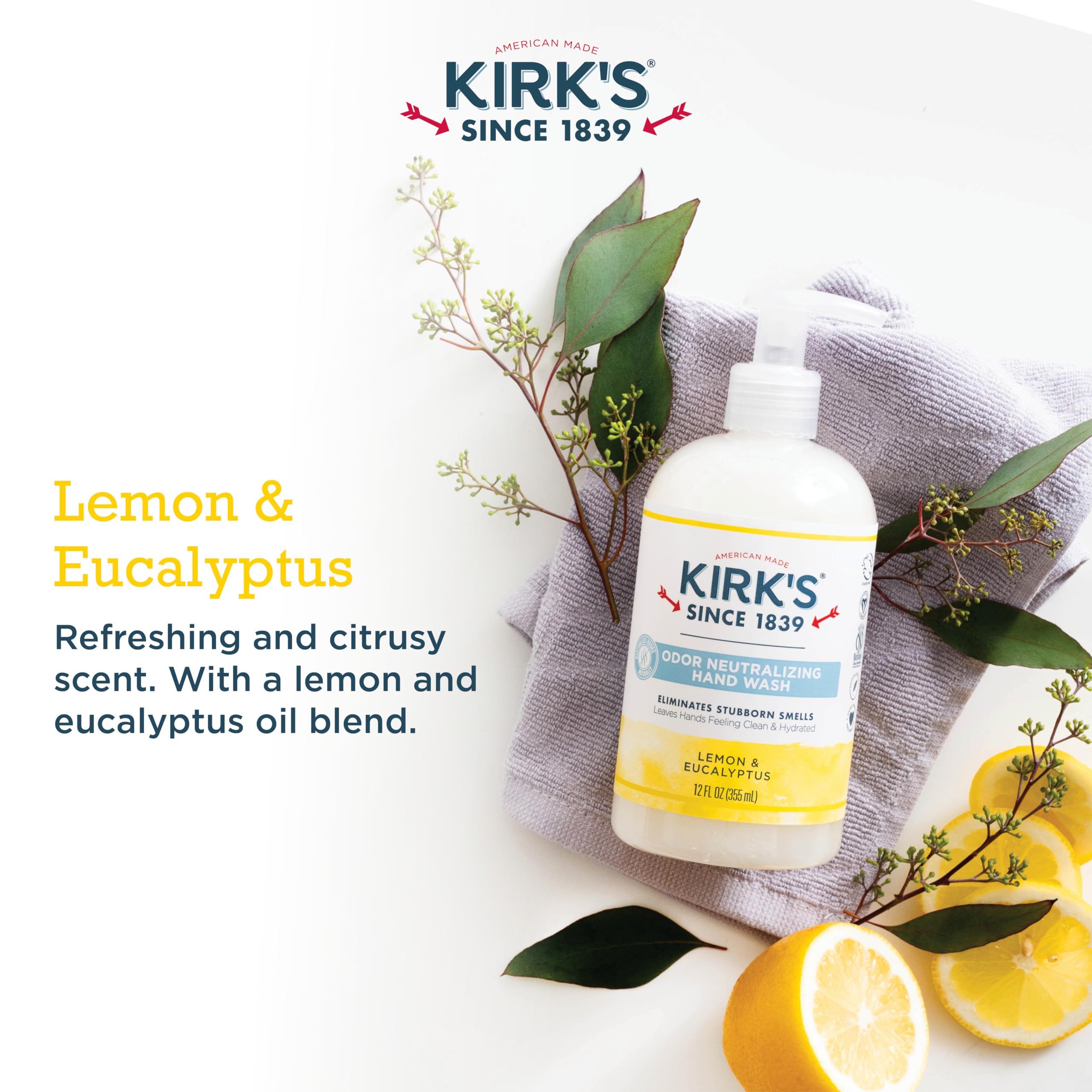 Kirk'S Natural - Odor Neutralizing Hydrating Liquid Hand Soap Lemon & Eucalyptus 181789