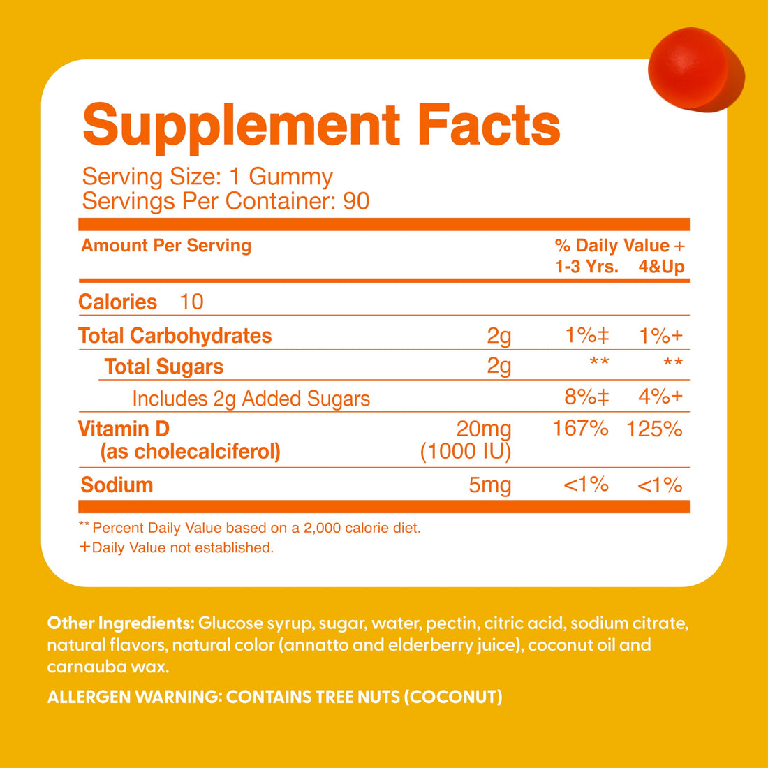 Vitamin D3 1000IU Gummy Vitamins for Kids (60 Day Supply) by Feel Great Vitamin Co | 60 Gummies | Delicious Plant Based Gummies | Supports Healthy Bones, Teeth, Mood, Immune System*