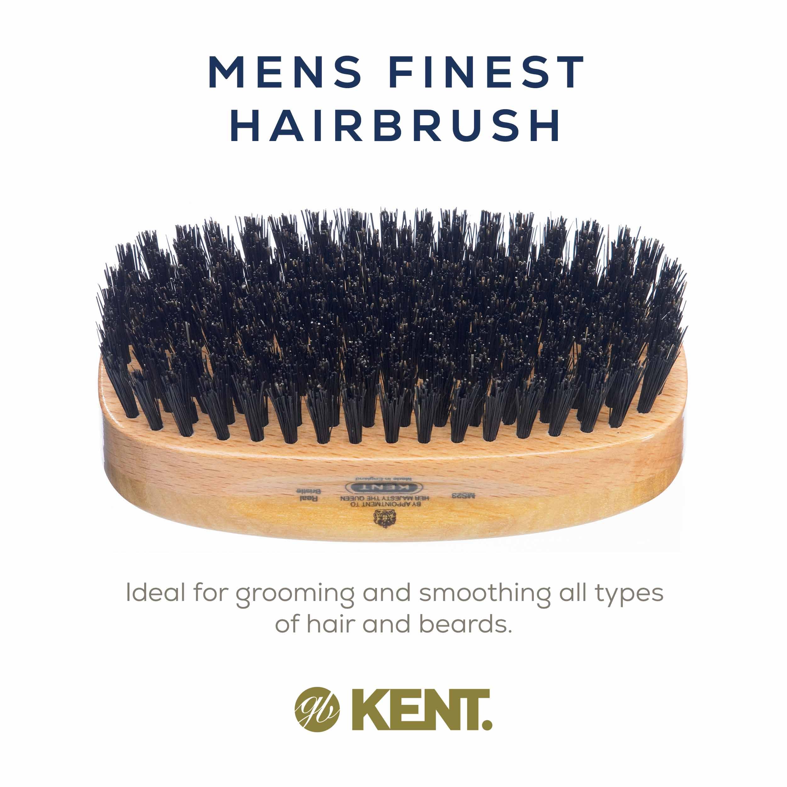Kent Ms23 Rectangular Satinwood & Beechwood Black Pure Bristle Luxury Military Brush