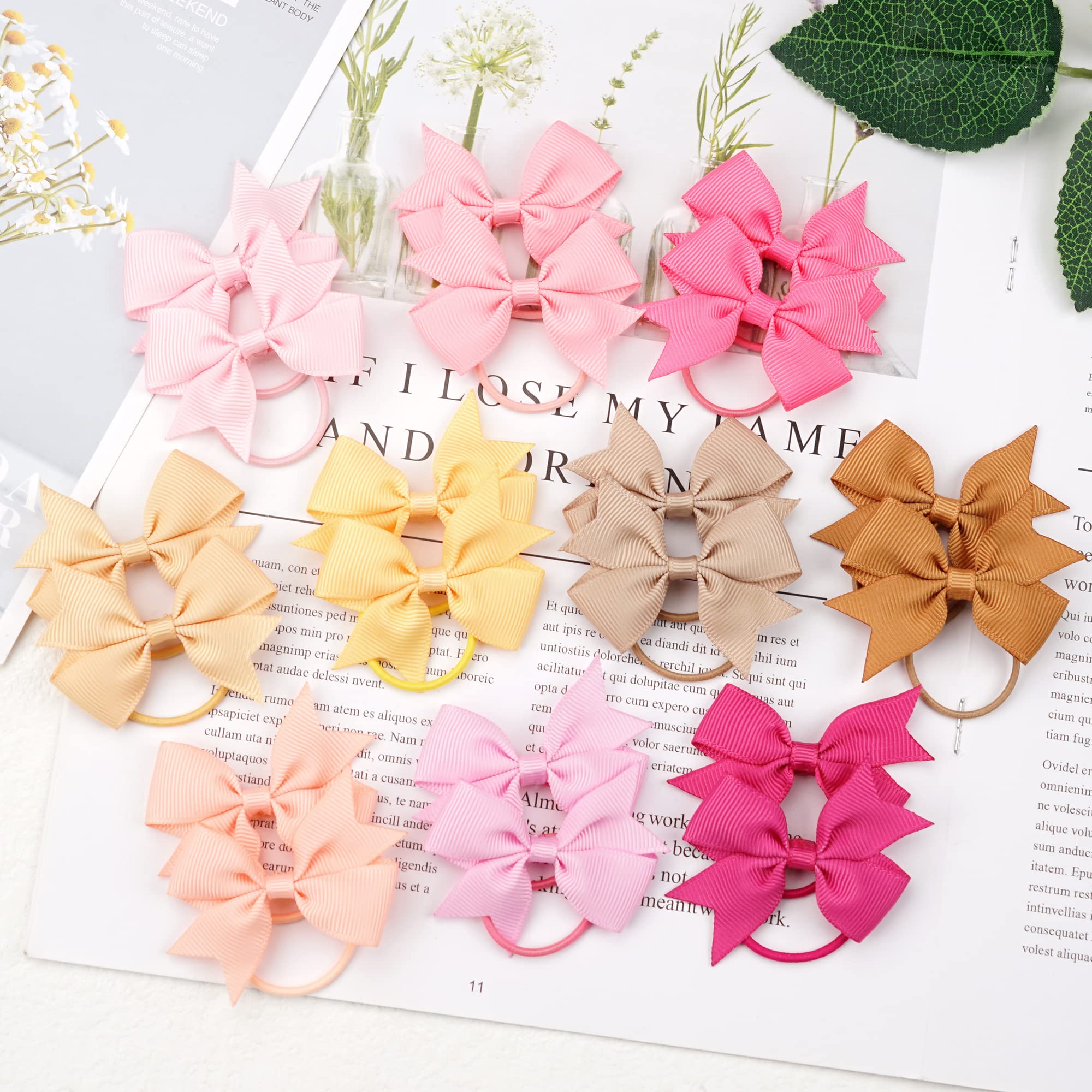 80PCS Baby Hair Ties With Bows 2Inch Hair Bows Elastic Rubber Bands Finger Hair Ties Ponytail Holders Hair Accessories for Baby Girls Newborn Infants Toddlers Multi-colored