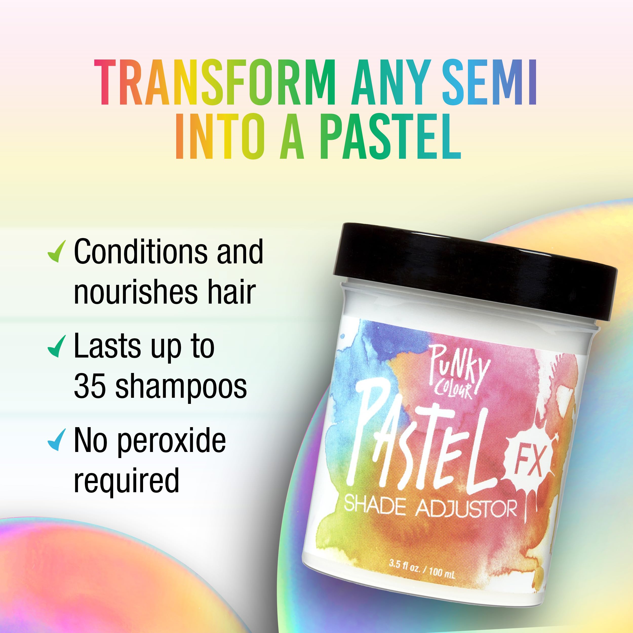 Punky PastelFX Shade Adjustor Semi Permanent Conditioning Hair Color, Vegan, PPD and Paraben Free, lasts up to 25 washes, 3.5oz