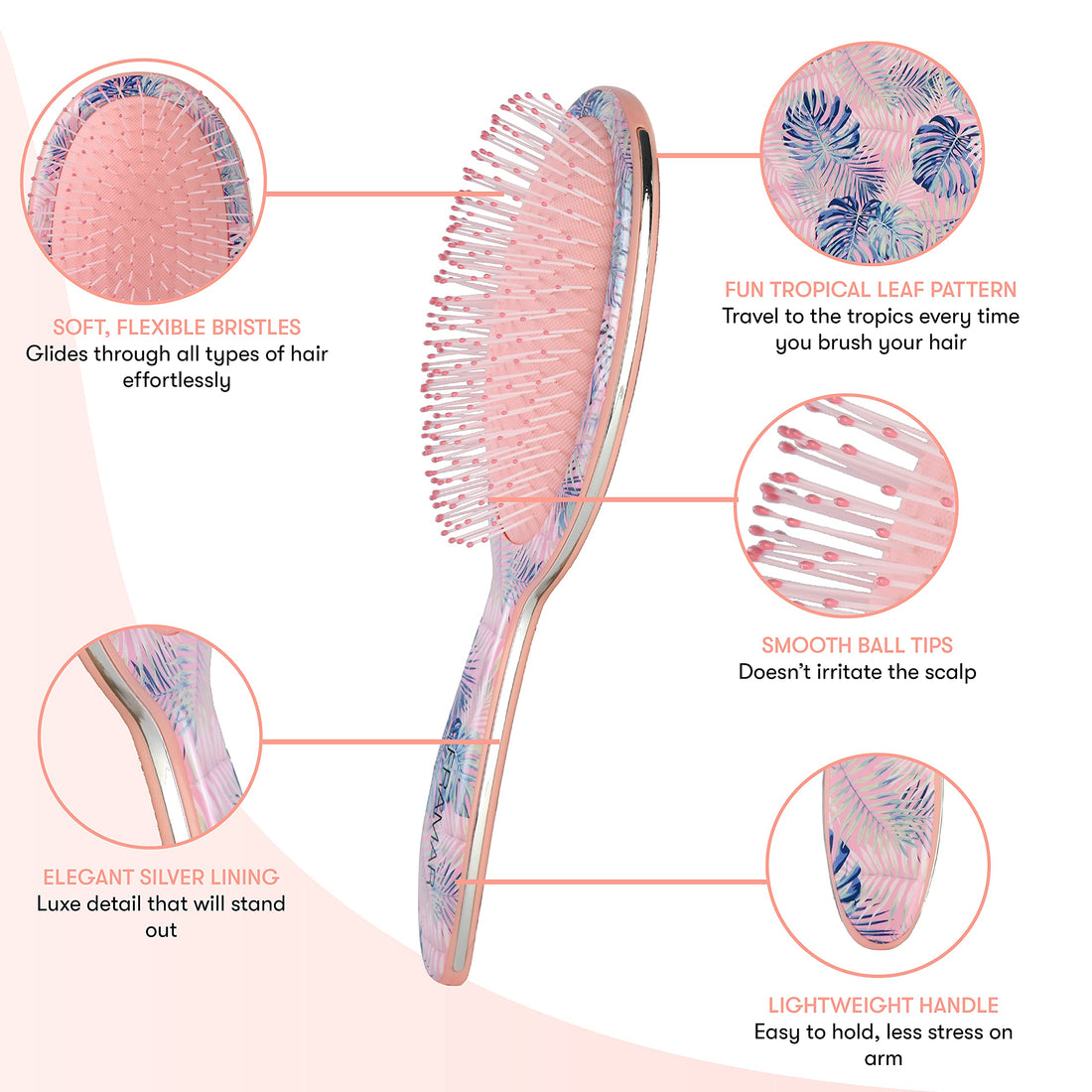 Framar Flowers Wet Detangler Brush – Brushes for Hair, Wet Dry Brush, Hair Detangler Brushes, Hairbrush for Women, Curly Hair Brush Detangler Tangle Brush, Kids Brushes for Hair Kids Hair Brush