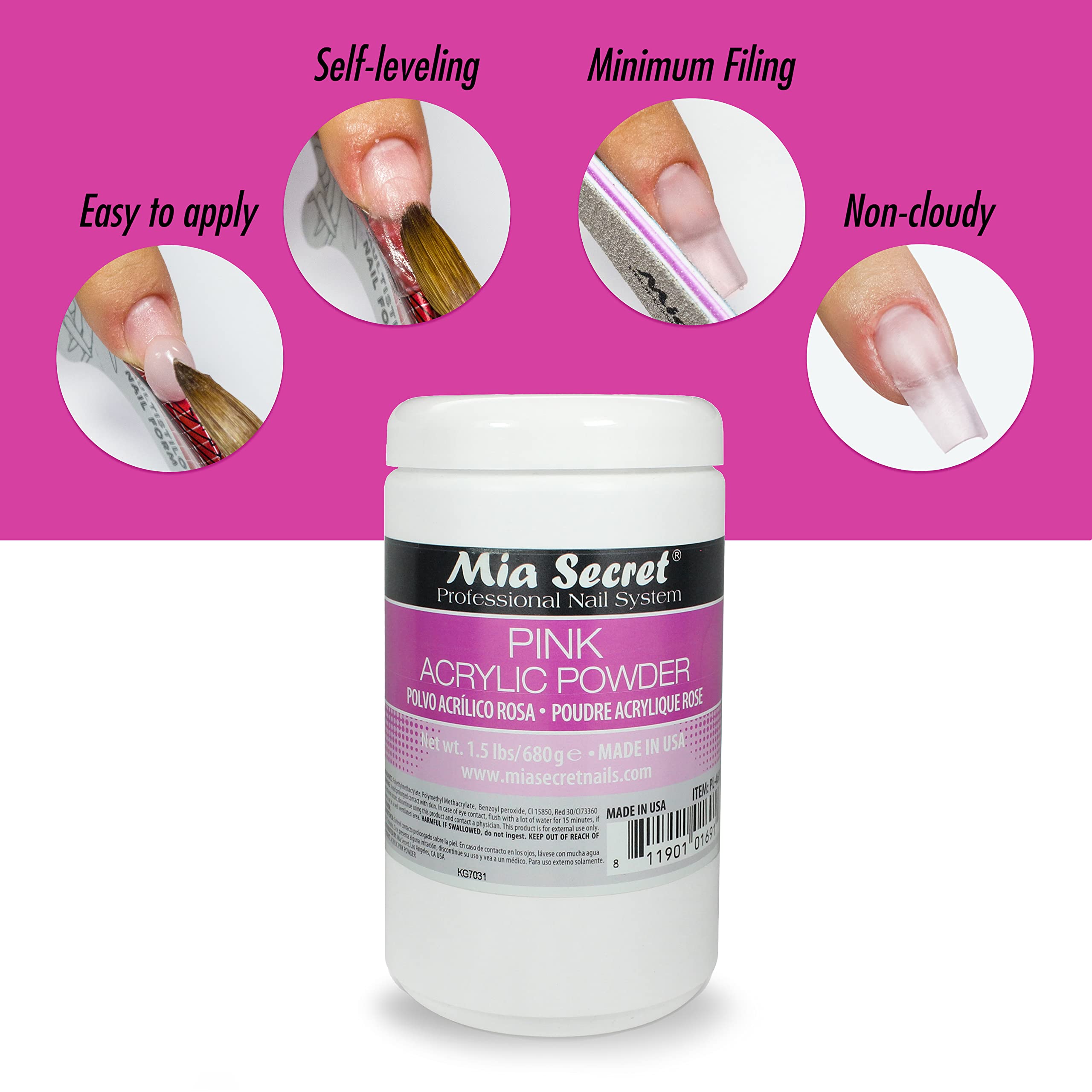 Mia Secret pink Acrylic Powder 1.5 lbs - Made in USA