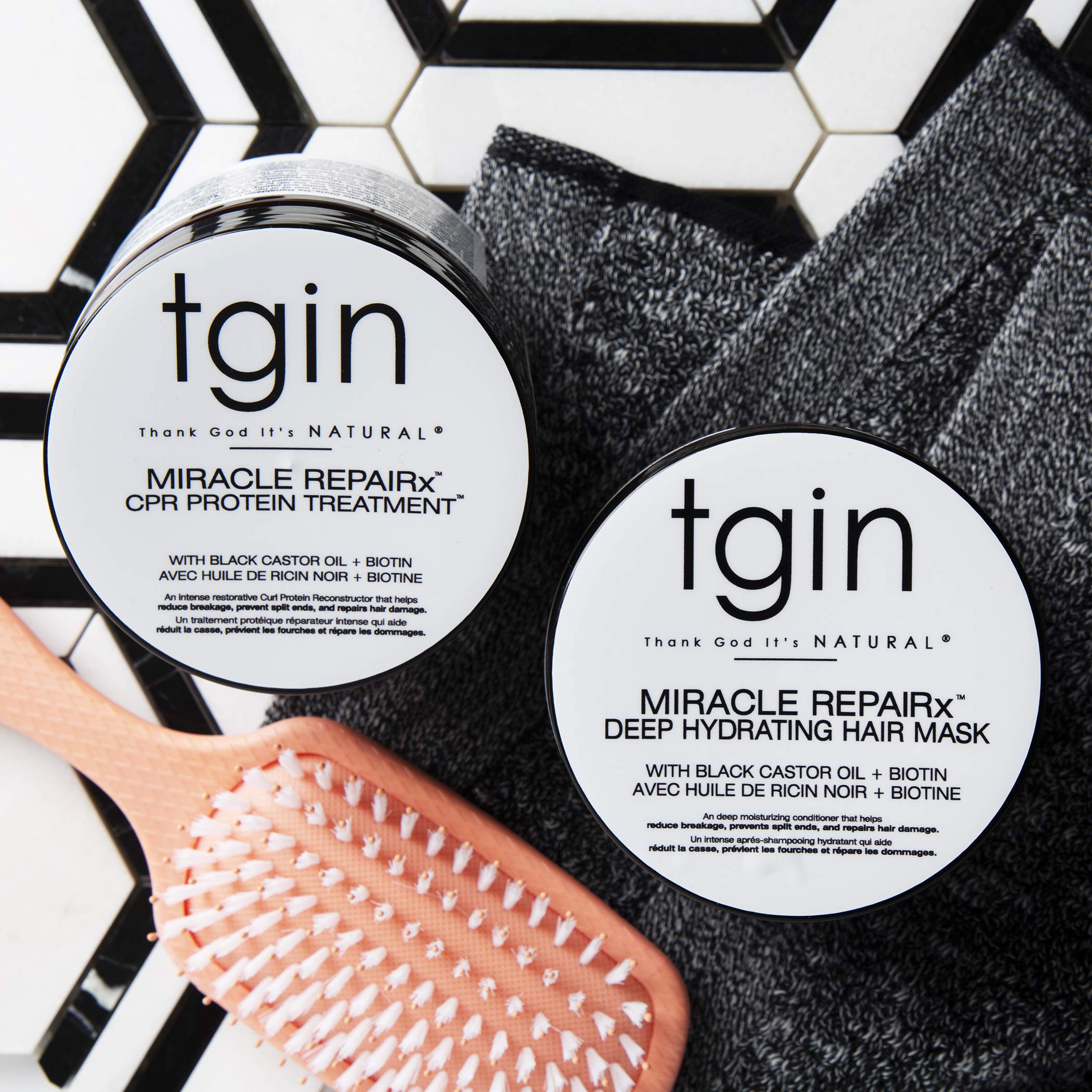 tgin Miracle RepaiRx Strengthening Reconstructor And Mask Duo -12 oz for Damaged Hair - For Damaged Hair - Repair - Protect - Restore