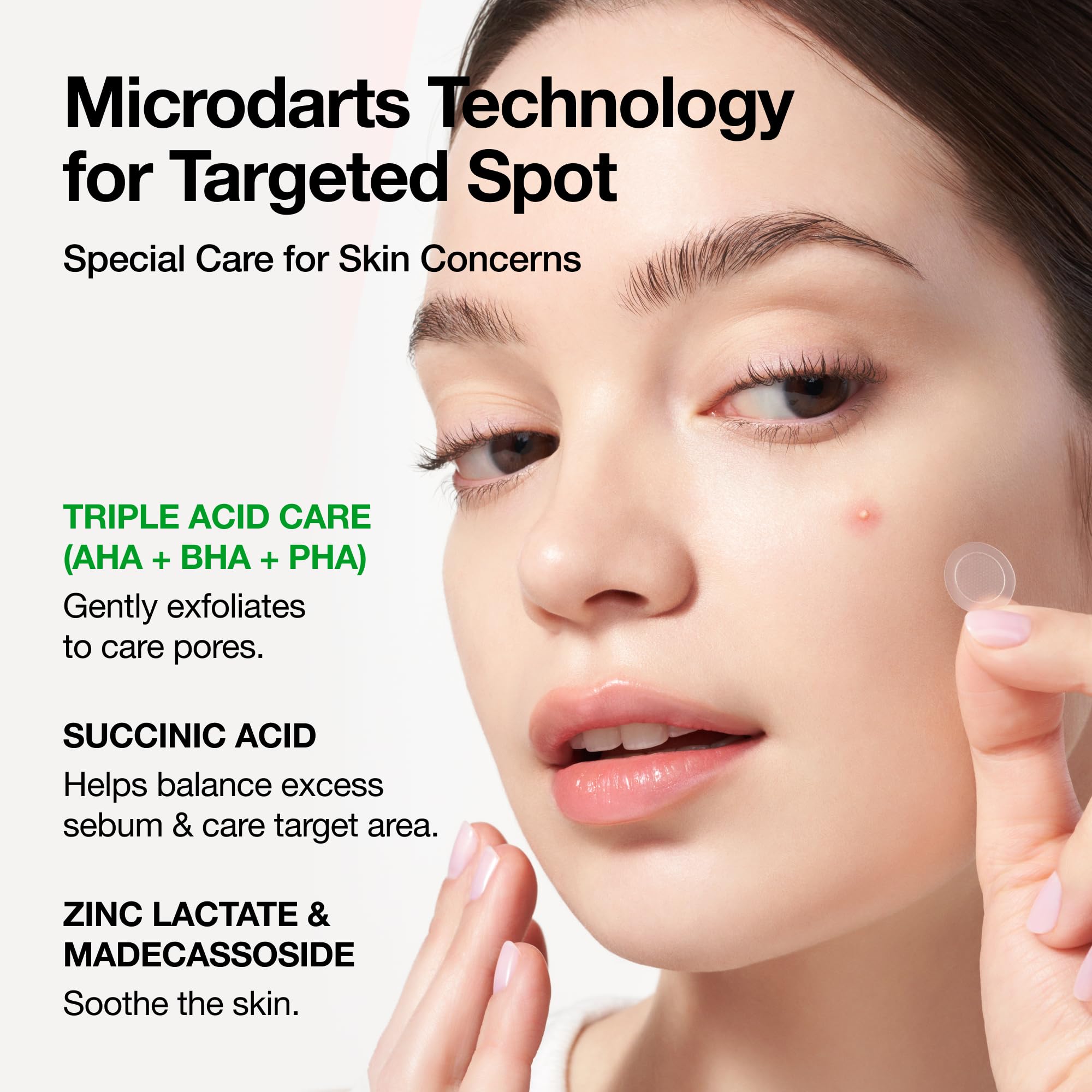 Auna Triple Acid Spot Care Microdart Patch, Deep, Early Stage Spot, 200+ Microdarts with AHA + BHA + PHA, Centella, Hydrocolloid Patch for Overnight, Non-Comedogenic, Korean Skin Care (12ea)