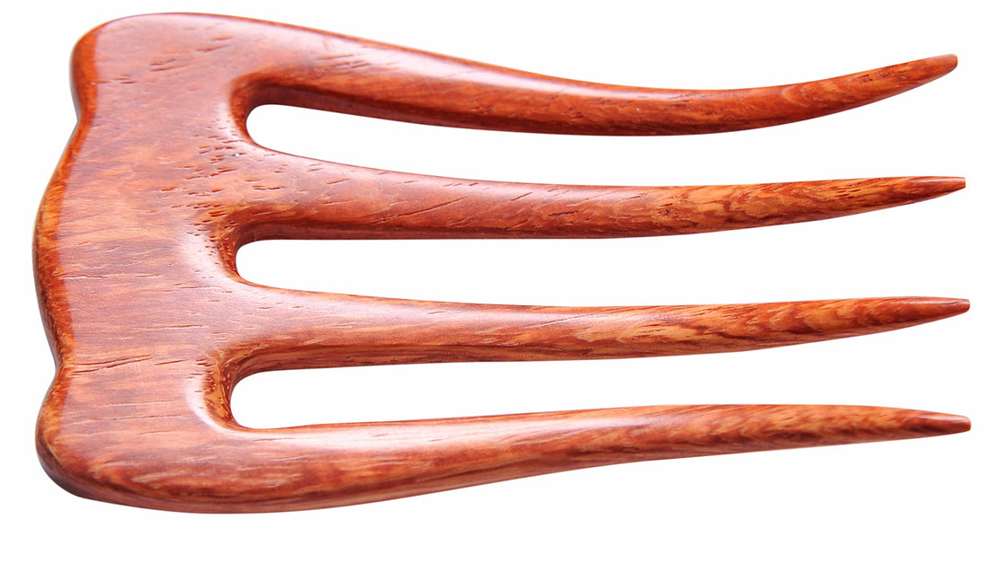 Mary Crafts Wooden Rosy Simple Hair Comb, Hair Pin, 4 Prongs Hair Fork, Hair Accessory Handmade 5