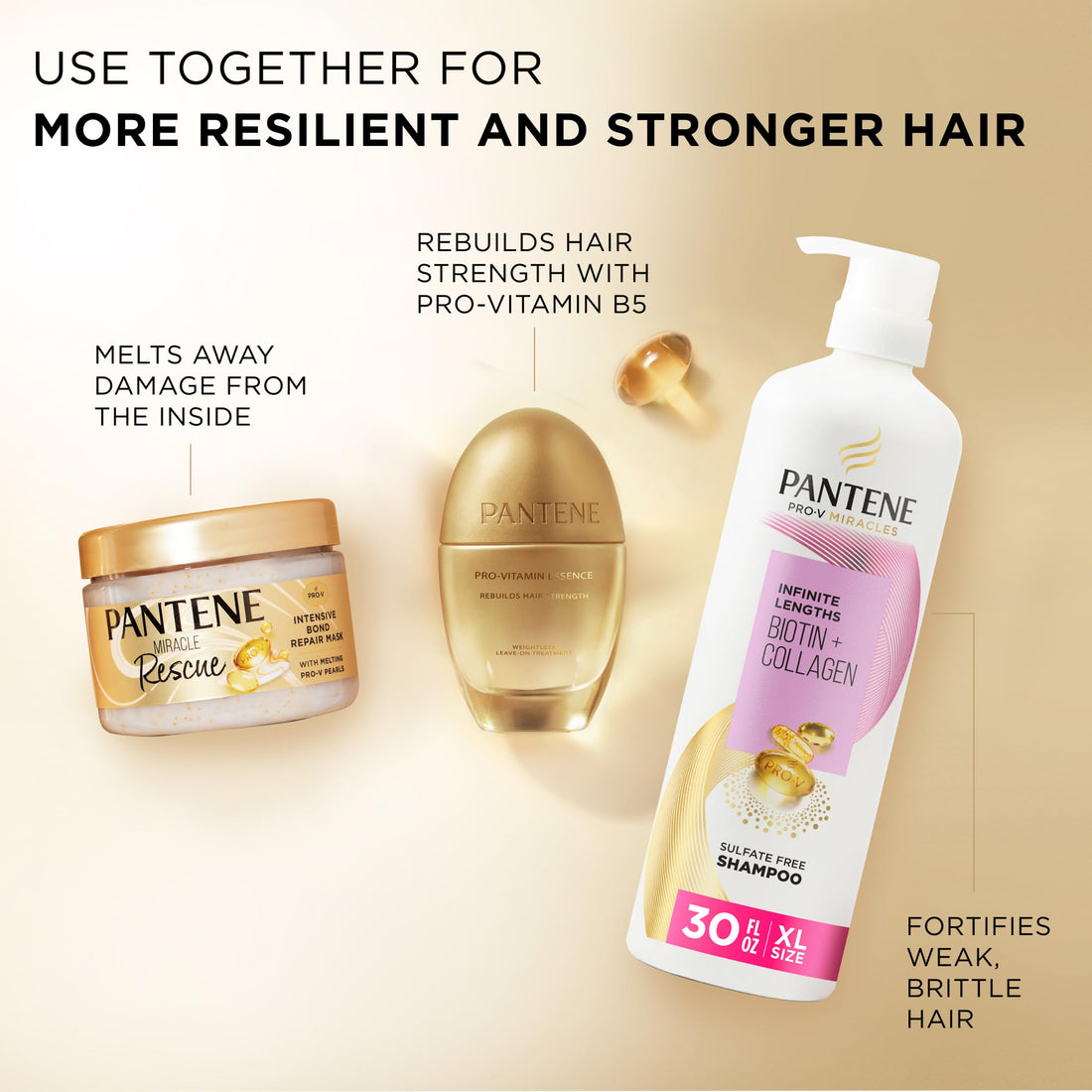 Pantene Miracle Rescue Hair Mask, Intensive Bond Repair with Melting Pro-V Pearls, Melts Away Damage, Builds Bonds, Strengthens Against Damage, Deep Conditioning for Dry Damaged Hair, 10.1 fl oz