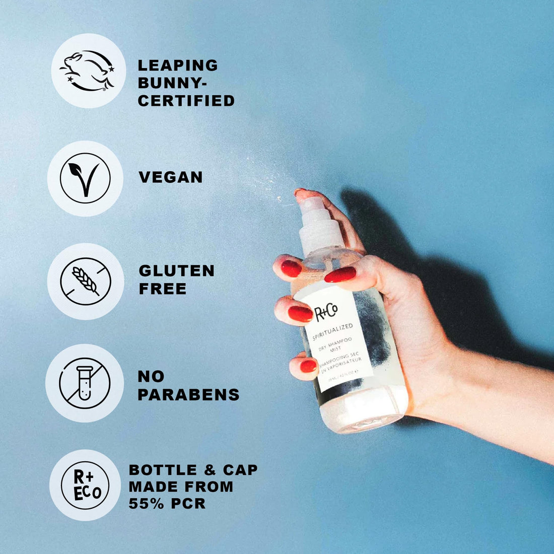 R+Co Spiritualized Dry Shampoo Mist Travel Size | Post-Workout Non-Aerosol Formula | Removes Build Up + Soothes Scalp + Extends Wash | TSA Approved | Vegan + Cruelty-Free | Set of 2