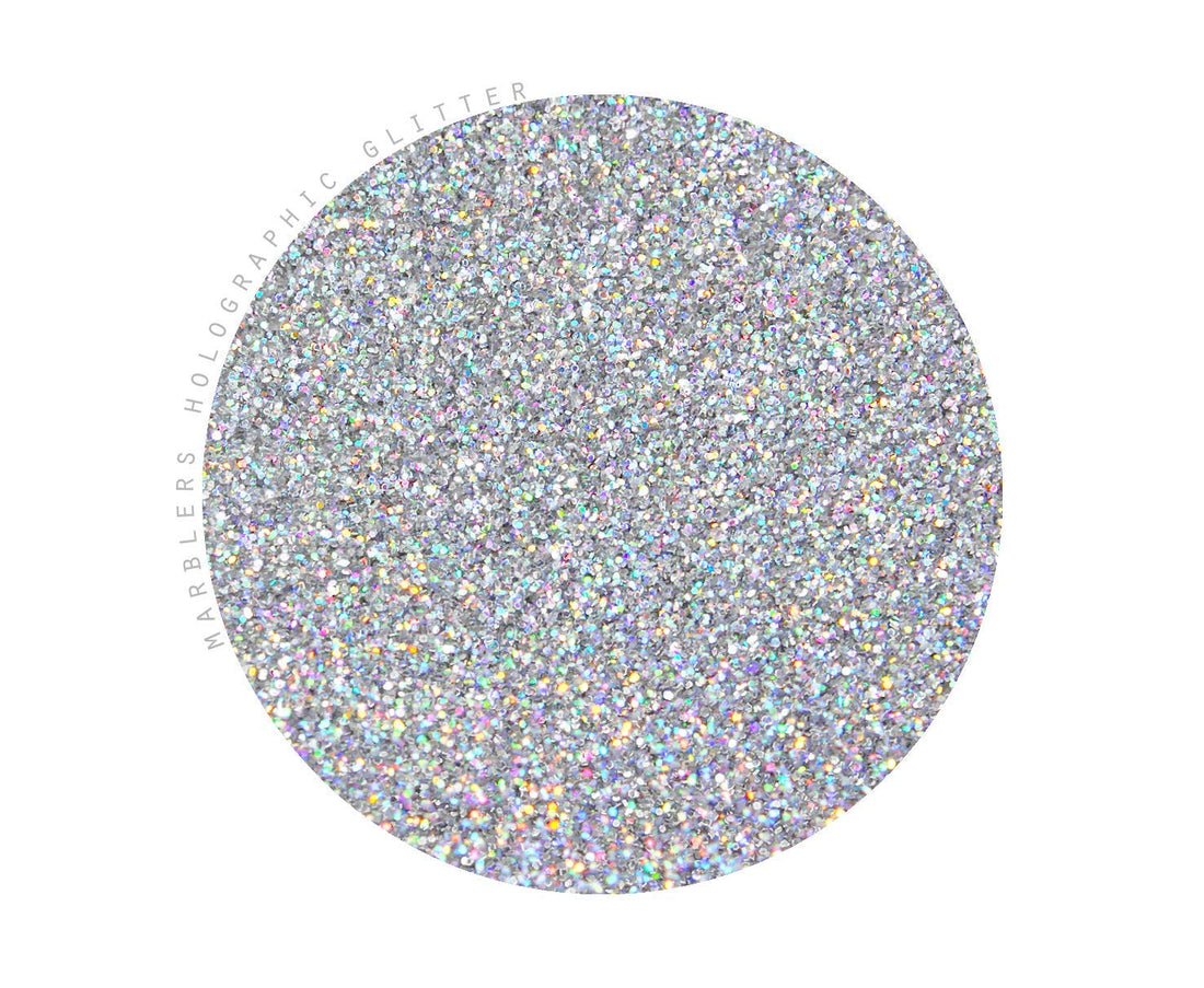 MARBLERS Holographic Glitter [Holo Silver] 3oz (85g) | Fine | Non-Toxic, Vegan, Cruelty-Free | Face, Body, Eyeshadow, Hair, Festival, Party Makeup | Nail Art, Polish | Resin, Tumbler, Slime, Craft