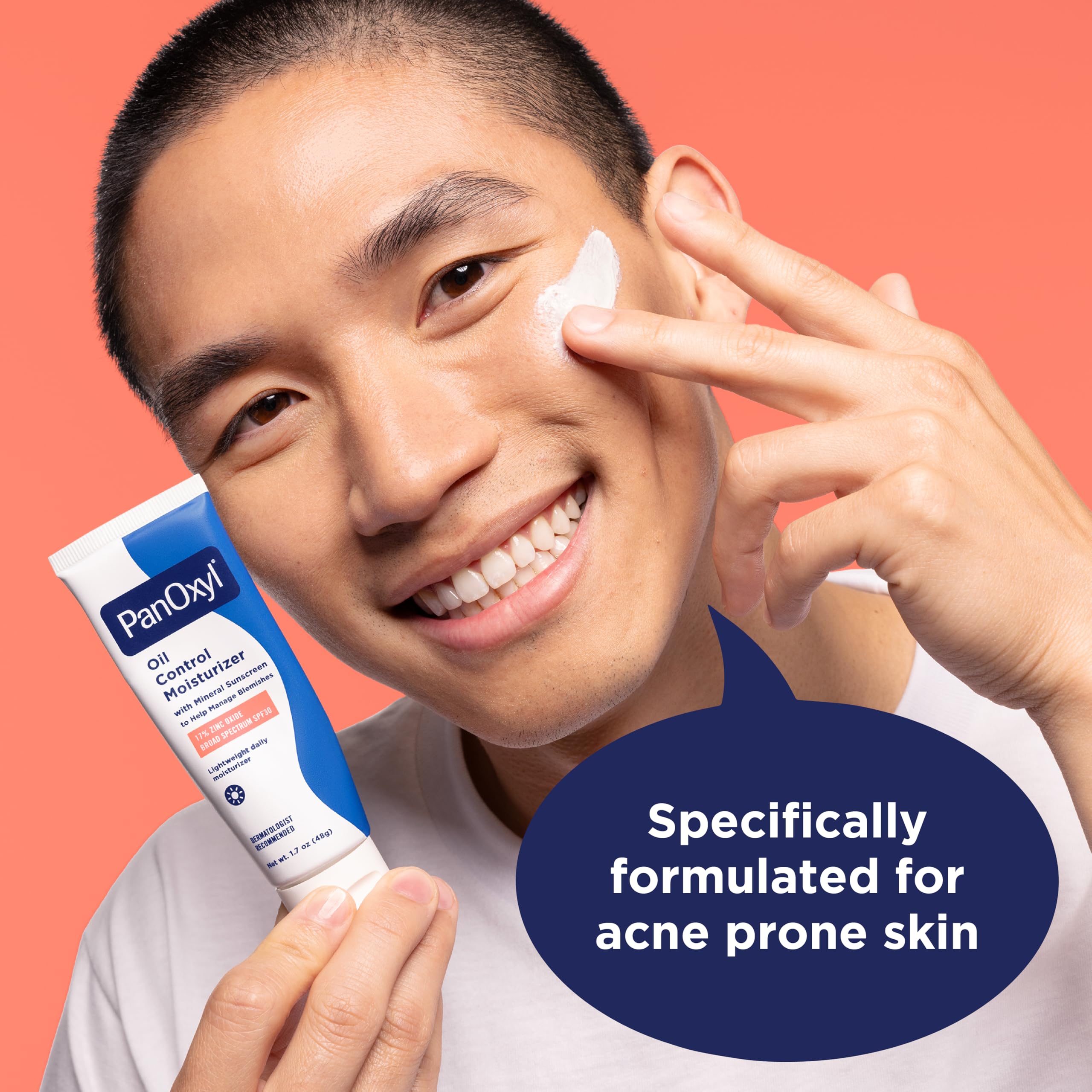 PanOxyl AM Oil Control Moisturizer, NEW Sheer Formula, Absorbs Excess Oil and Reduces Shine, with Mineral Sunscreen for Acne Prone and Oily And All Skin Tones - 1.7 oz