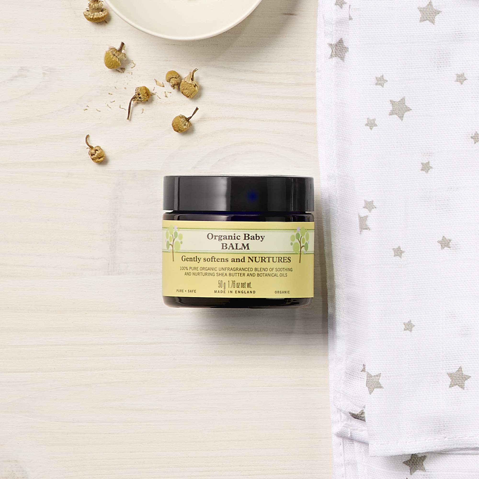 Neal's Yard Baby Balm with Shea Butter and Botanical Oils, Soothing & Nourishing Softening Balm, Hypoallergenic, Fragrance-Free, Cruelty-Free, 50g