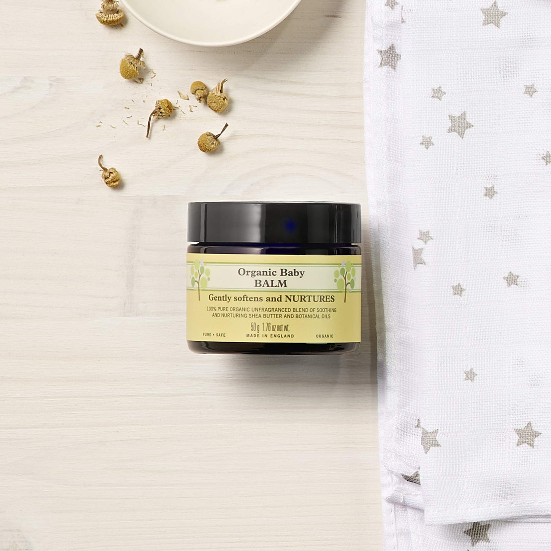 Neal's Yard Baby Balm with Shea Butter and Botanical Oils, Soothing & Nourishing Softening Balm, Hypoallergenic, Fragrance-Free, Cruelty-Free, 50g