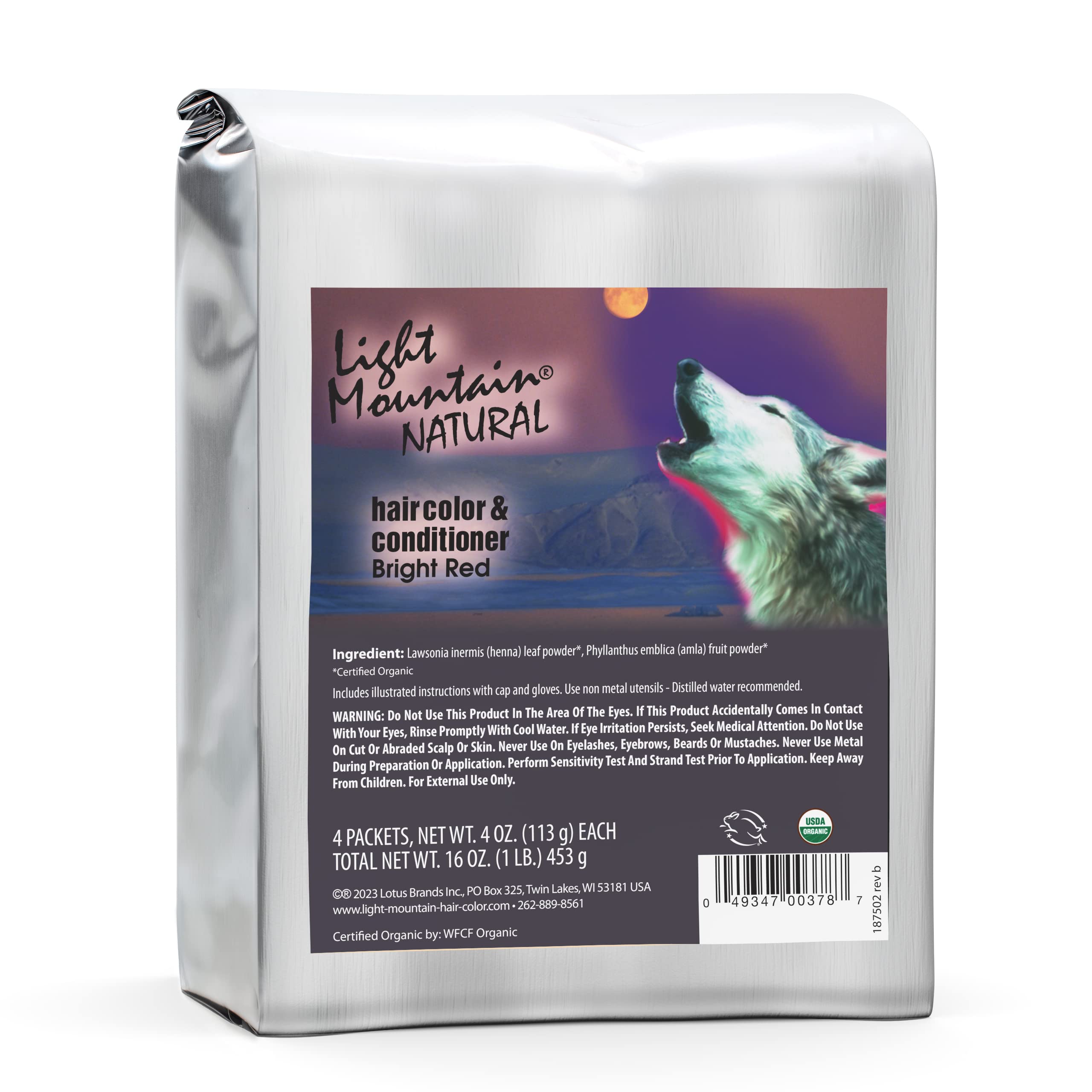 Light Mountain Natural Bulk Hair Color and Conditioner, Bright Red, 16 Ounce