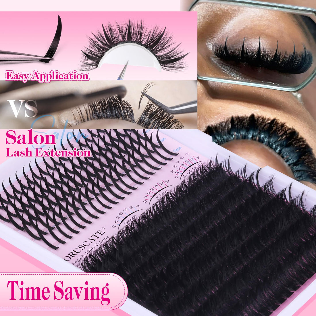 Lash Clusters 100D Long 12-20mm Lash Spikes Eyelash Clusters Volume Individual Lashes DIY Spiky Lash Extension Mega Cluster Eyelash Extensions Mink Strips Lashes Thick by CORUSCATE