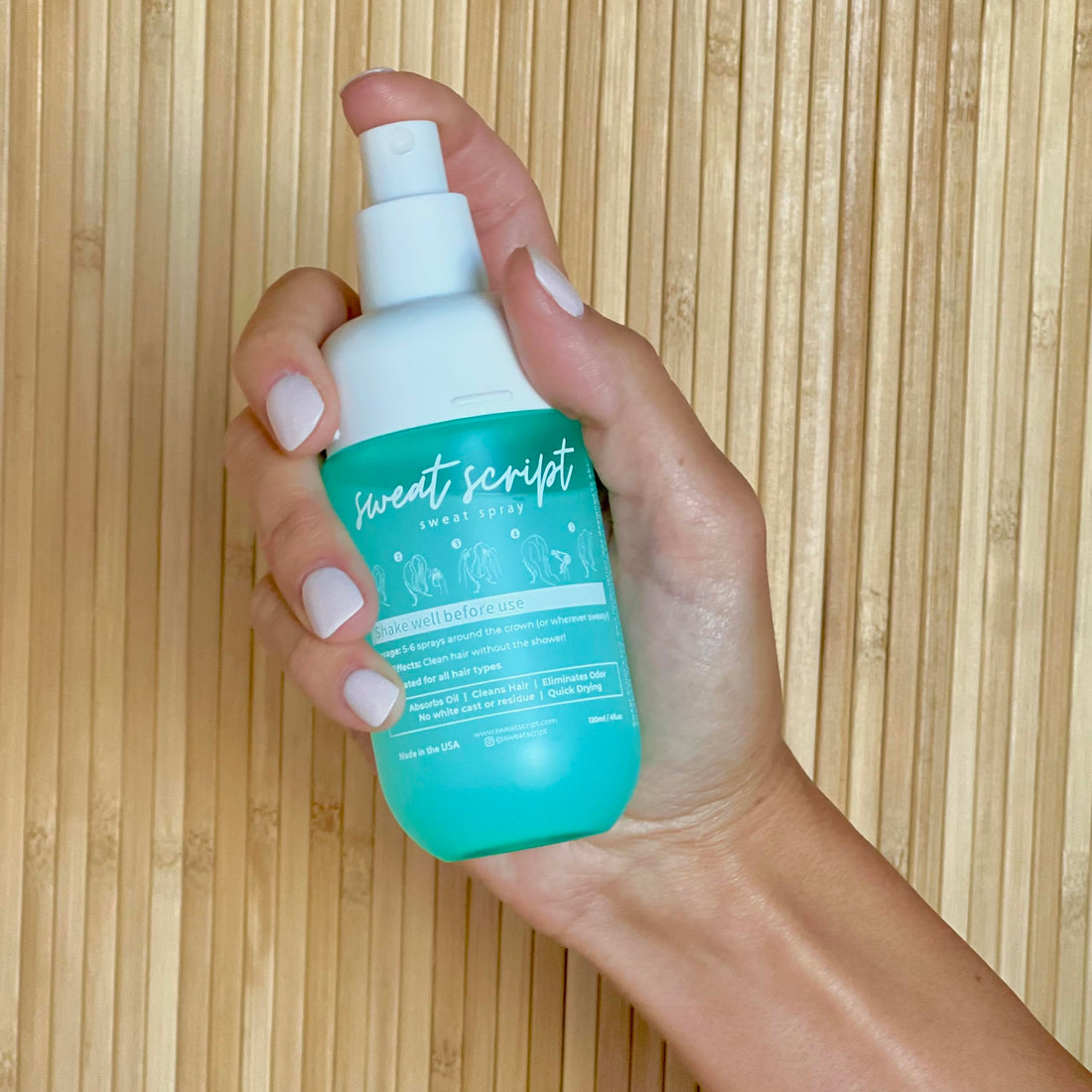 Sweat Script Non-Aerosol, Refresh Hair and Absorb Oil and Sweat Between Washes, Waterless Shampoo, No Benzene, All Natural, for all Hair Colors, No Sulfate, Talc Free and Paraben Free