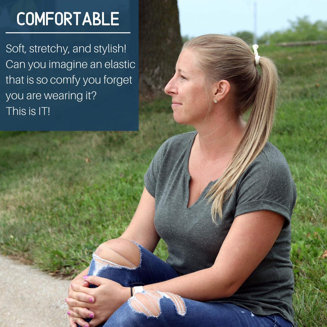 Hair Ties 20 Elastics Ponytail Holder Set No Crease Ribbon Bands (Grey)