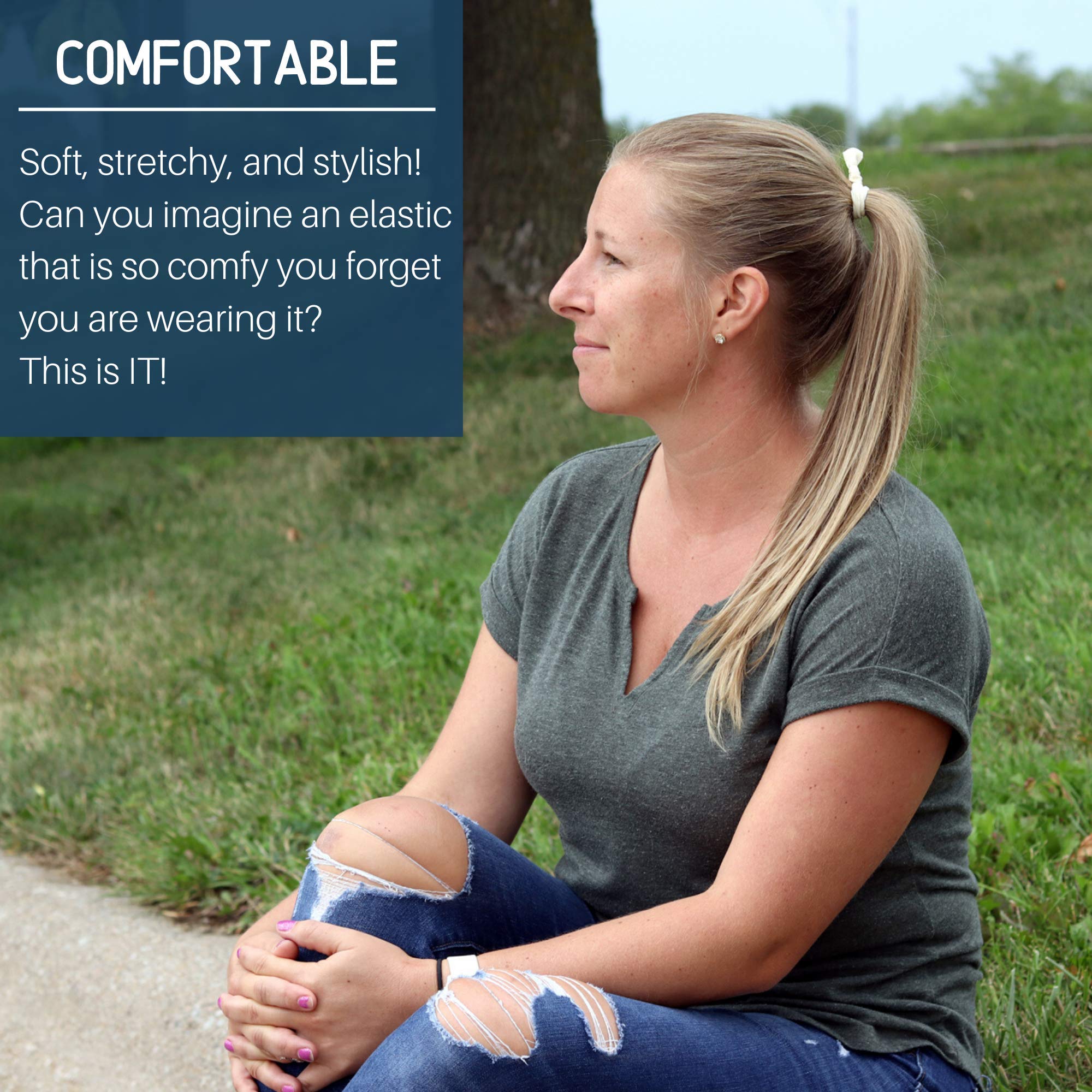 Hair Ties 20 Elastics Ponytail Holder Set No Crease Ribbon Bands (Silver)