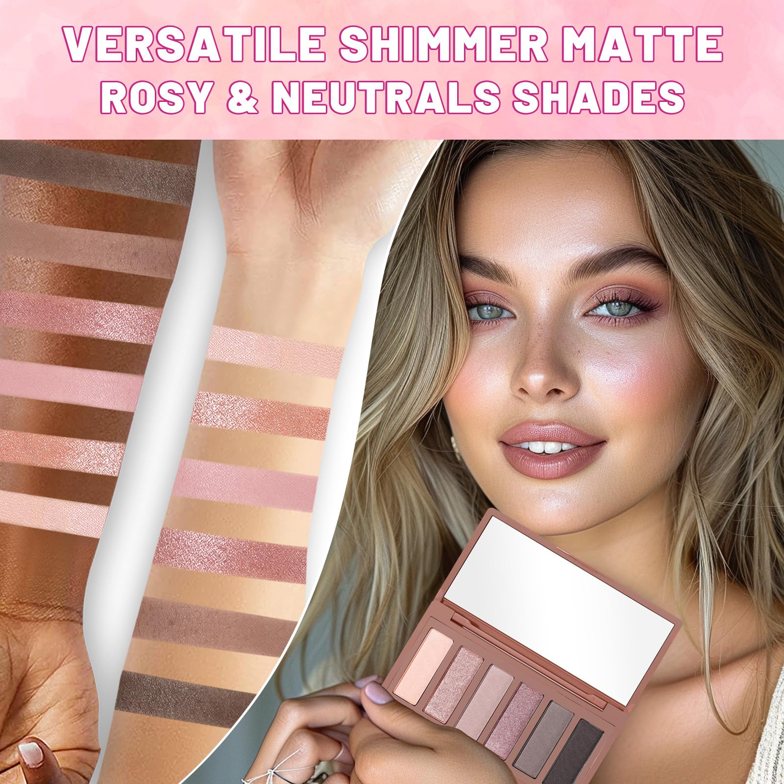 Makeup Kit for Women Full Kit All In One Make up Gift Set for Teens Girls Including 6 Colors Mini Naked Eyeshadow Palette, Cream-To-Powder Matte Face Blush, Waterproof Eyeliner, 2PCS Brushes 02