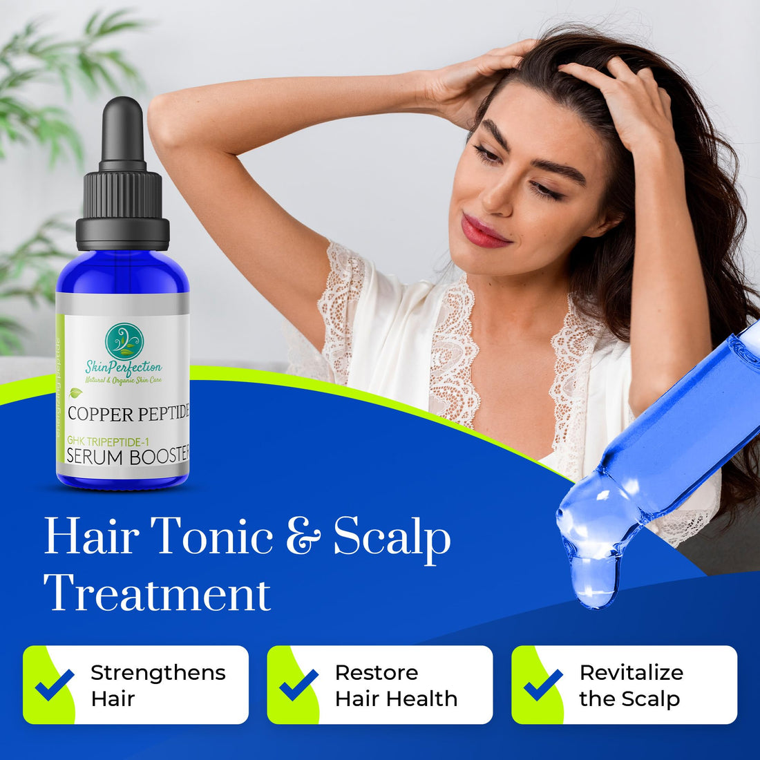 Skin Perfection Copper Peptides Serum for Face & Hair - Anti Aging Serum with GHK Copper Peptide for Fine Lines & Wrinkles - DIY Make Your Own Face & Hair Serum GHK-C Peptide 0.5oz