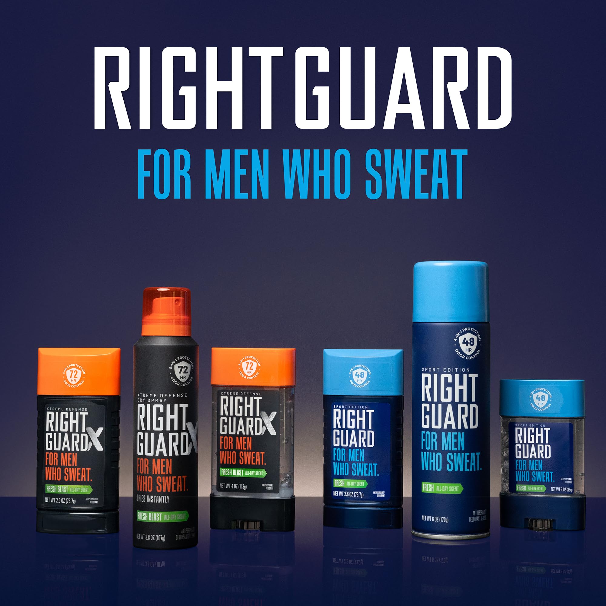 Right Guard Sport Powder Dry Scent Antiperspirant & Deodorant Spray - 4-in-1 Protection Spray Deodorant For Men, Blocks Sweat, 48-Hour Odor Protection, Quick-Drying, & Long-Lasting, 6oz (3 Pack)