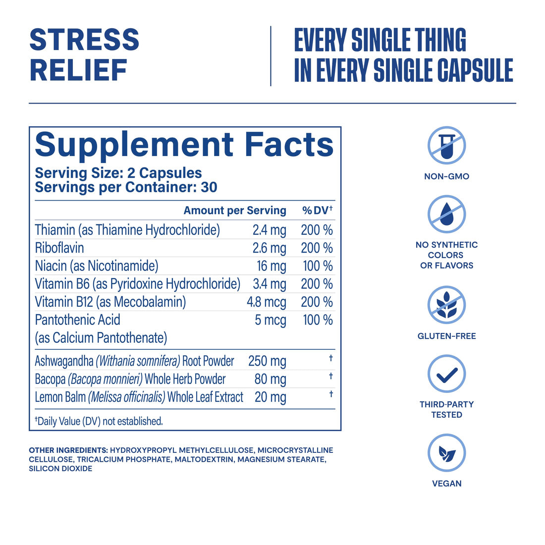 Habit Stress Relief Supplement (60 Capsules) - New Look, Supports Relaxation & Mood Balance, Vitamin B, Adaptogens, Lemon Balm, Calming, Vegan, Non-GMO (1 Pack)