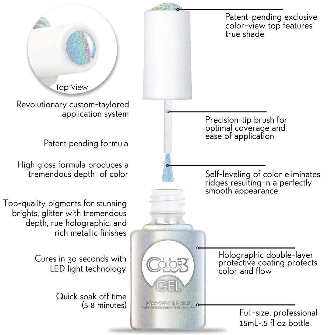 Color Club Halo Hues Soak-off Gel Polish Number 979, Blue Heaven