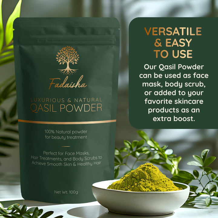 Fadaisha Pure 100% Qasil Powder - Natural Herbal Facial Cleanser & Exfoliator for Radiant Skin - Nourish & Rejuvenate Your Complexion - Skincare Face/Body Mask with Zero Added Chemicals- 100gr