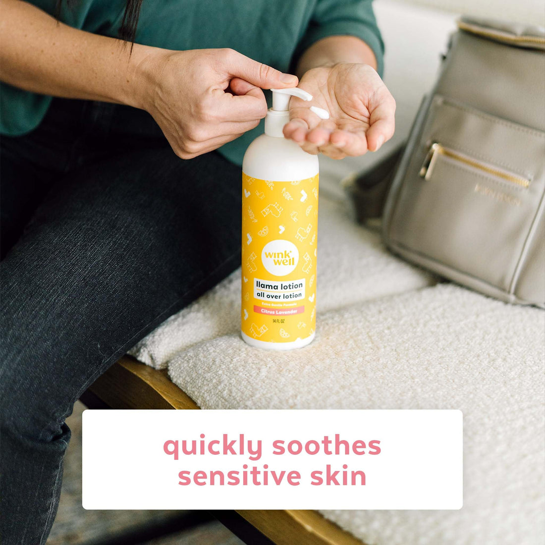 14 Oz Wink Naturals Calming Baby Llama Lotion, No Harsh Chemicals, Soft Snuggly Skin, Paraben-Free, Natural Relief, Dye-Free, Moisturizing Lavender Citrus Essential Oils