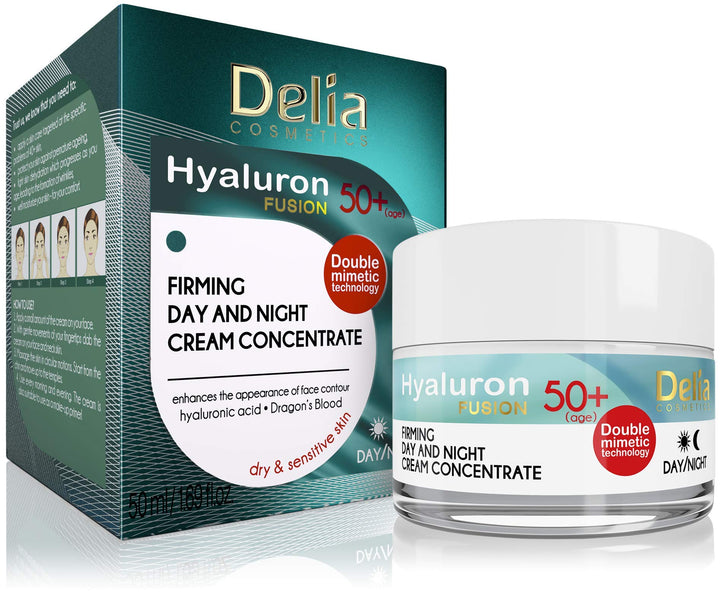 HYALURON FUSION by Delia - 50+ Anti-Wrinkle - Firming Concentrate Day and Night Cream - 50ml
